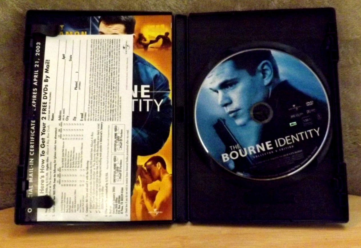 THE BOURNE IDENTITY DVD RATED PG-13 2002 RUNNING TIME 119 MIN