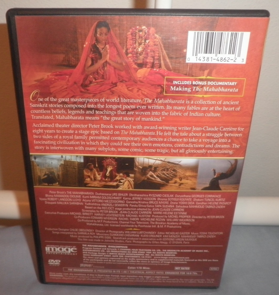 The Mahabharata- DVD Film by Peter Brooks-Like New-Unused-Free Shipping