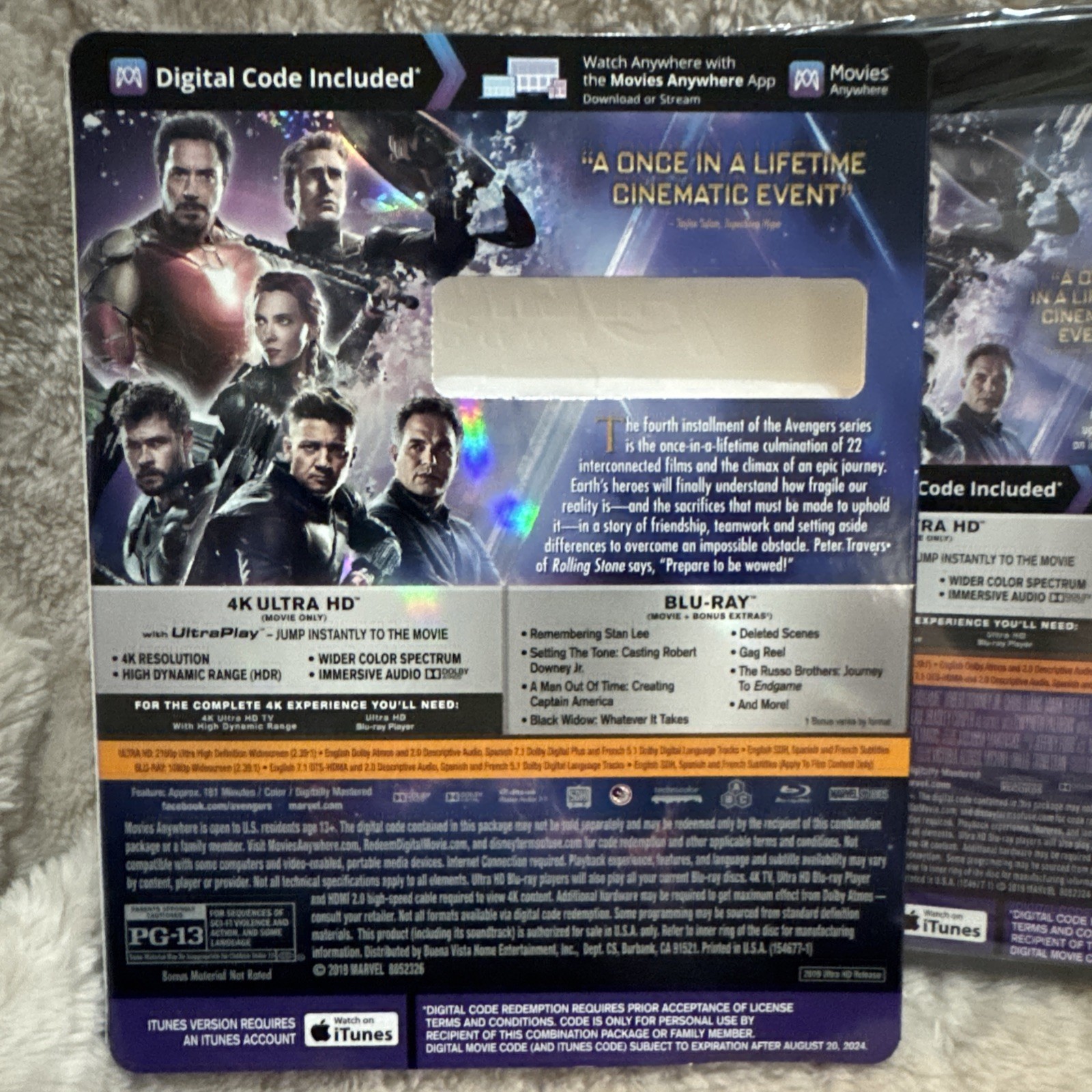 Avengers: Endgame (4k Ultra HD + Blu-ray + Digital, 2019) Marvel New With Slip