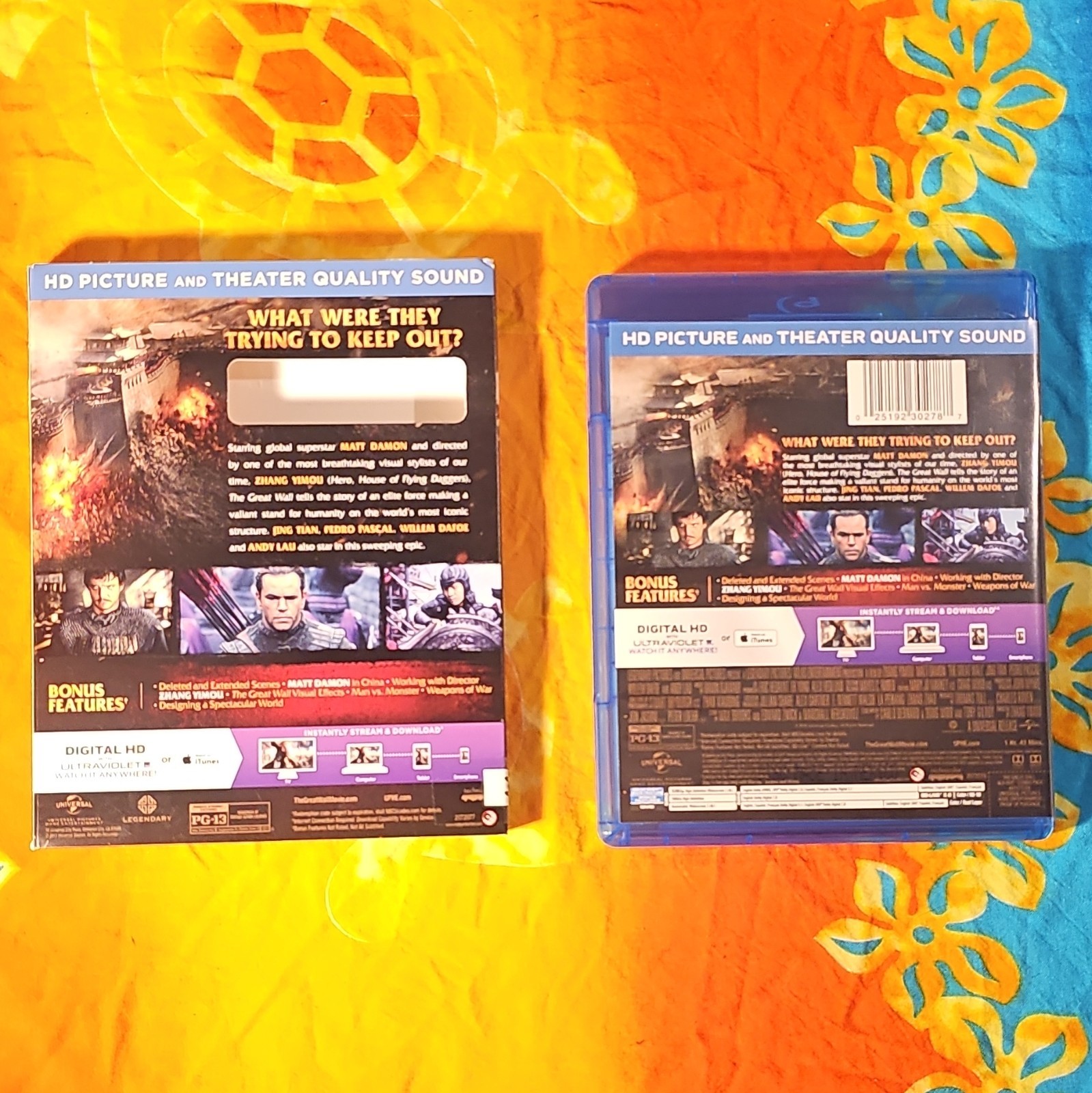 Universal The Great Wall Blu-ray+DVD+Digital HD Matt Damon Zhang Yimou PG-13
