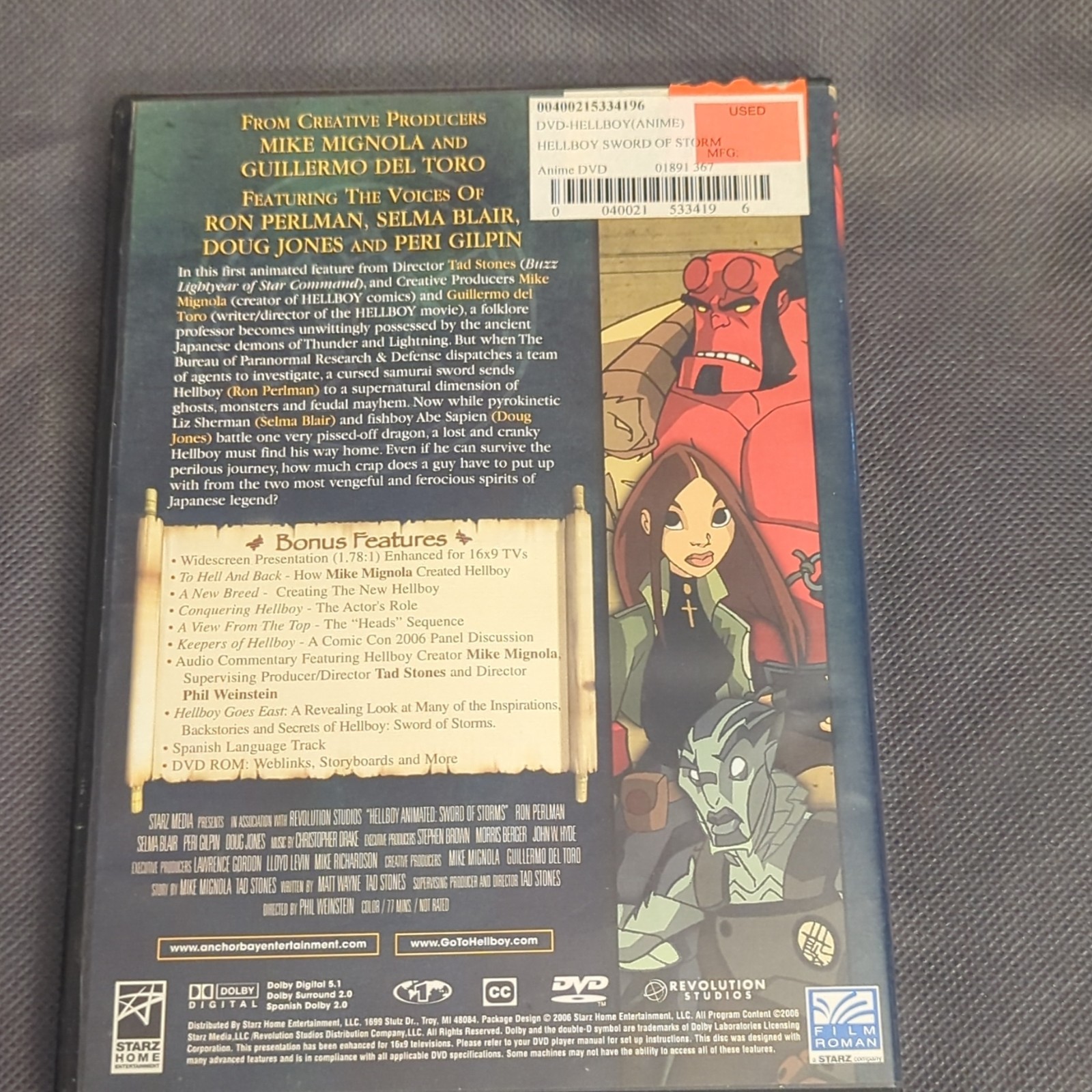 Hellboy Animated: Sword of Storms DVD Widescreen 16:9 NR Starz Perlman