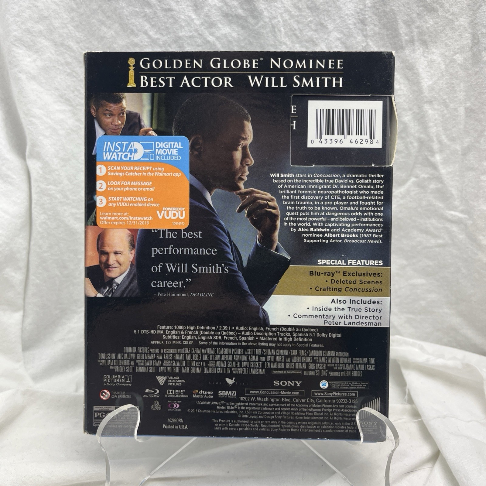 Concussion Blu-ray Will Smith Slipcover No Digital