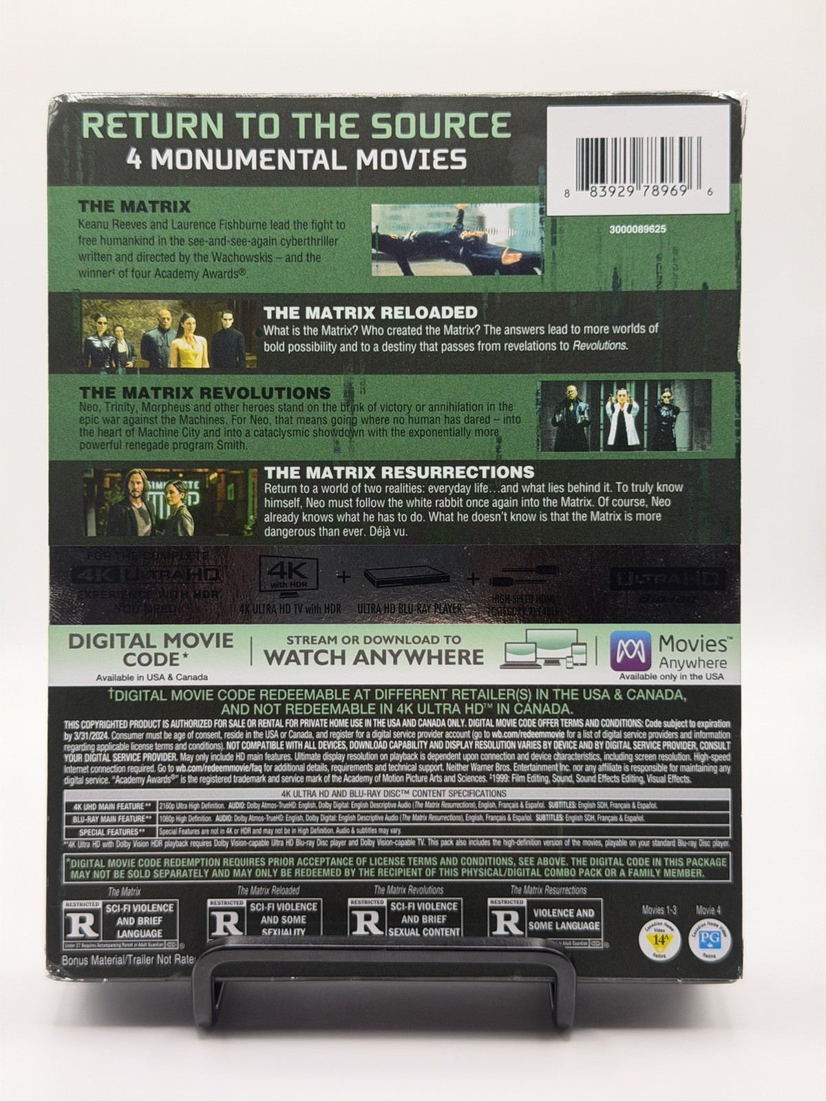 The Matrix 4-Film Deja Vu Collection (4K UHD + Blu-ray + Digital, Region Free)