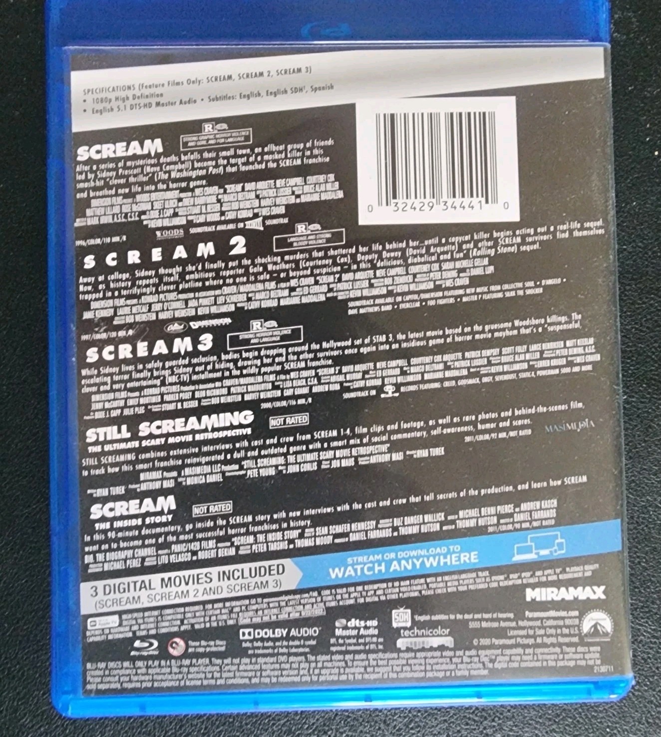 Blu-ray Scream 3-Movie Collection