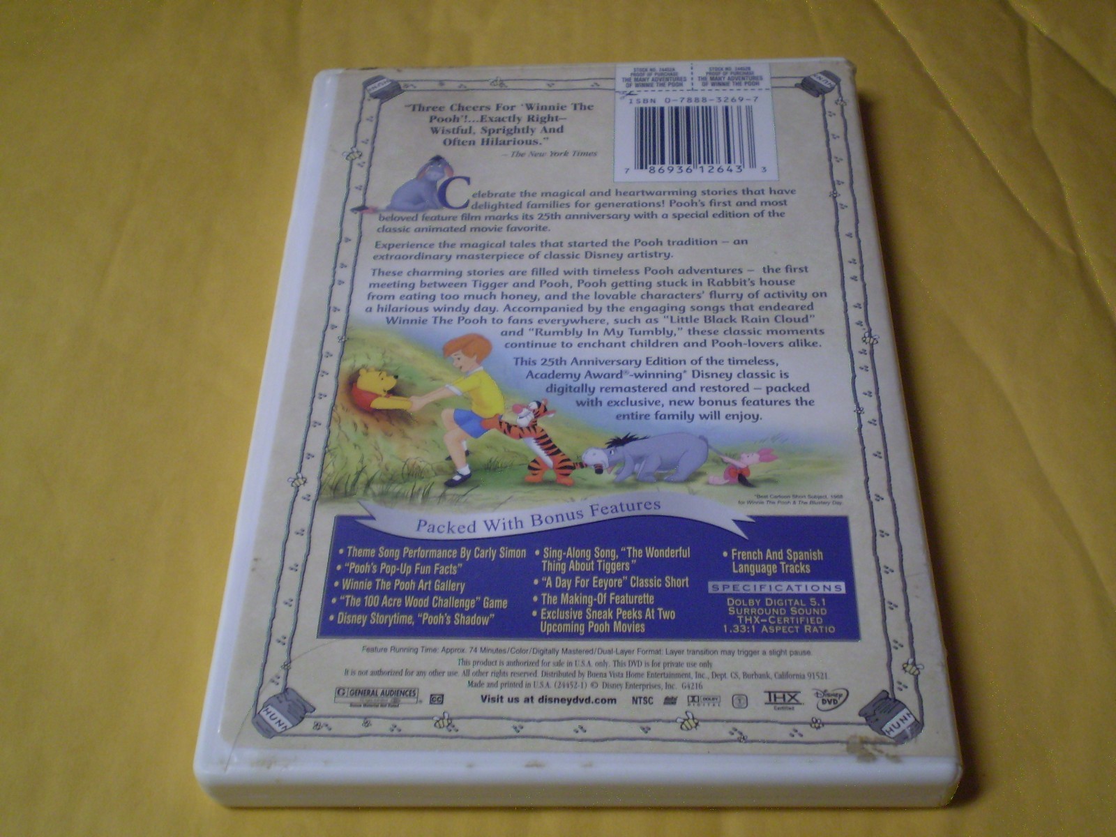The Many Adventures of Winnie the Pooh (DVD, 2013) Disney w/Original Insert