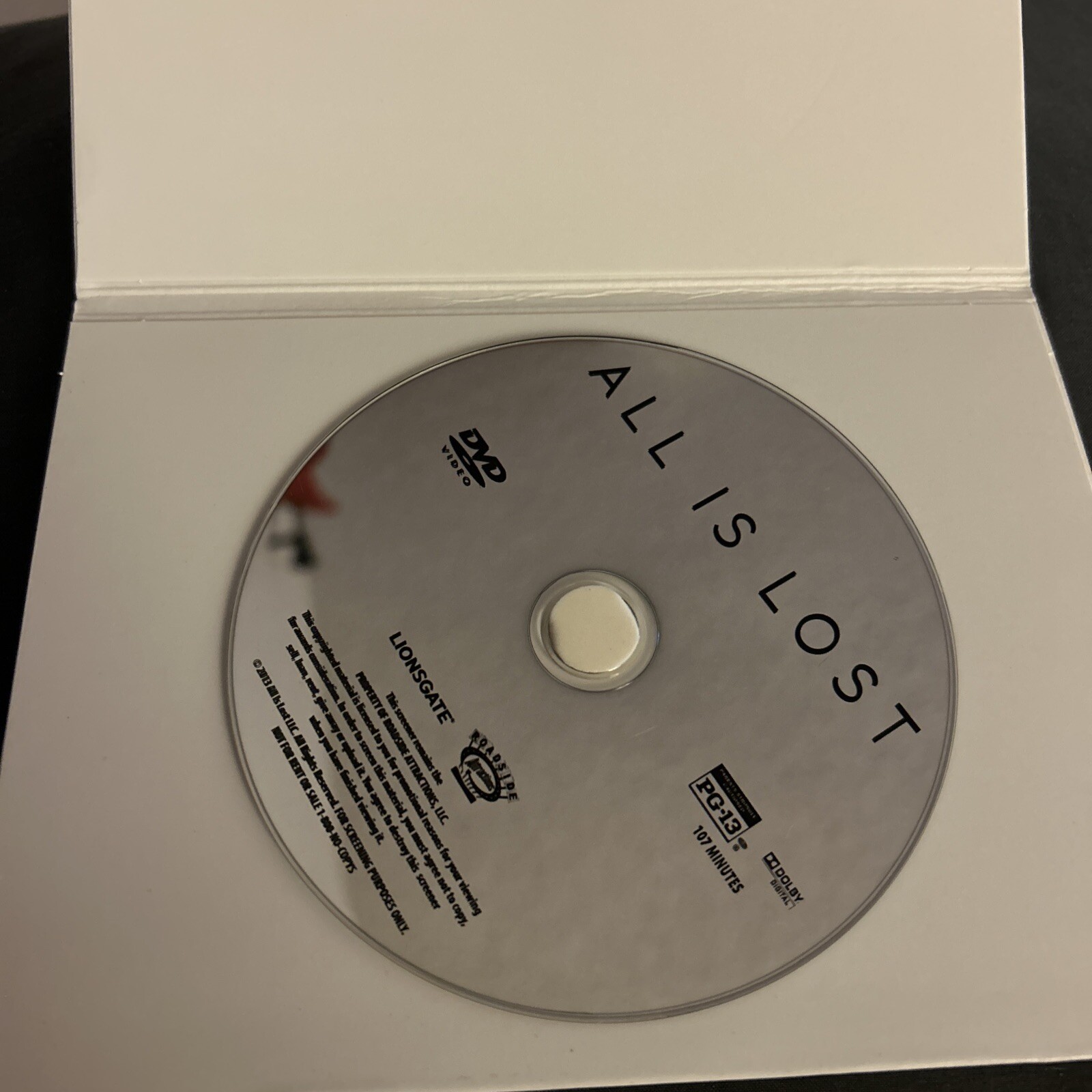 ALL IS LOST DVD 2013 FYC DVD Awards Screener J.C. Chandor Robert Redford Rare