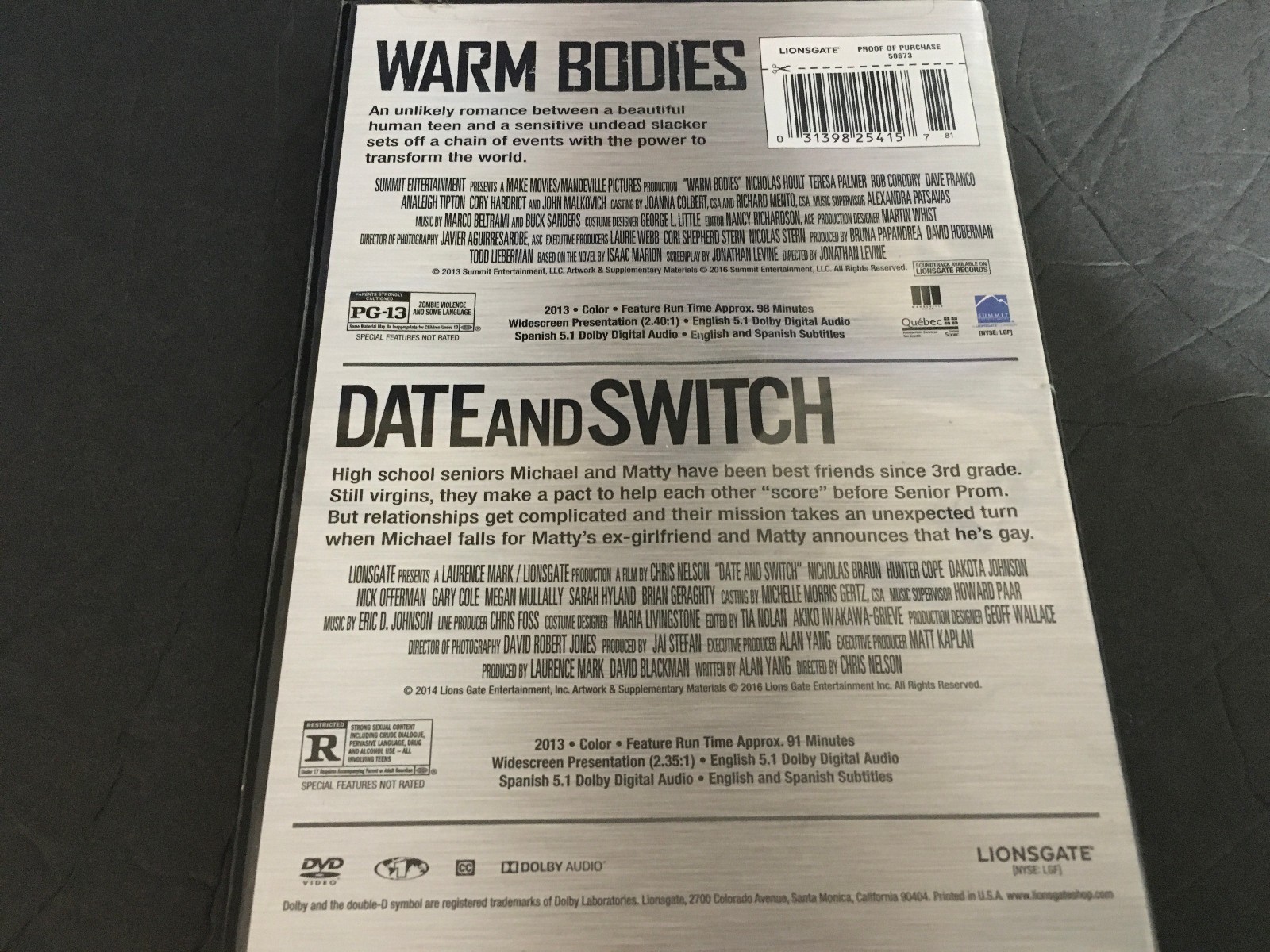 Warm Bodies & Date And Switch DVD