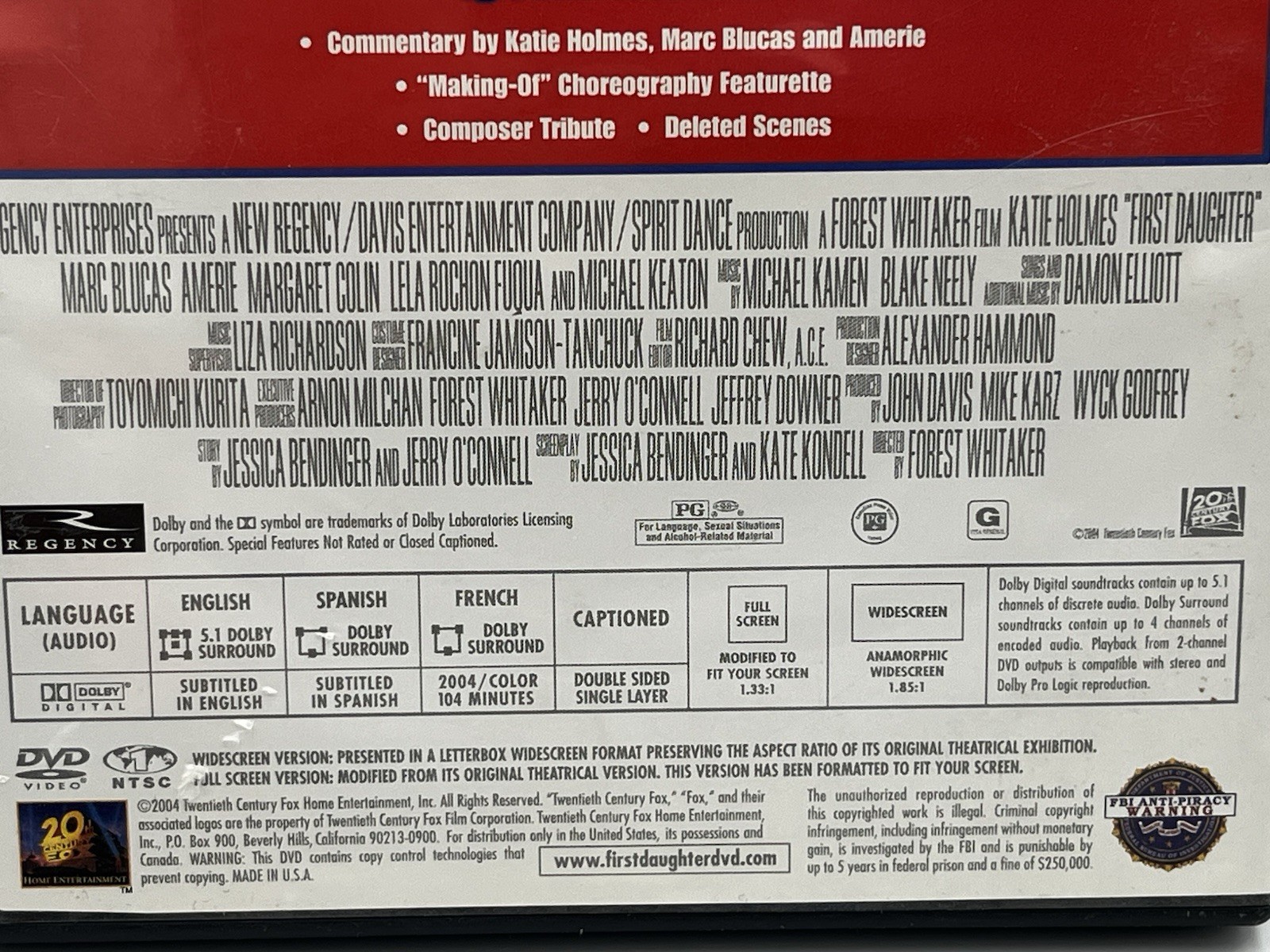 First Daughter DVD Comedy Drama Romance Family Friendly Fun Katie Holmes