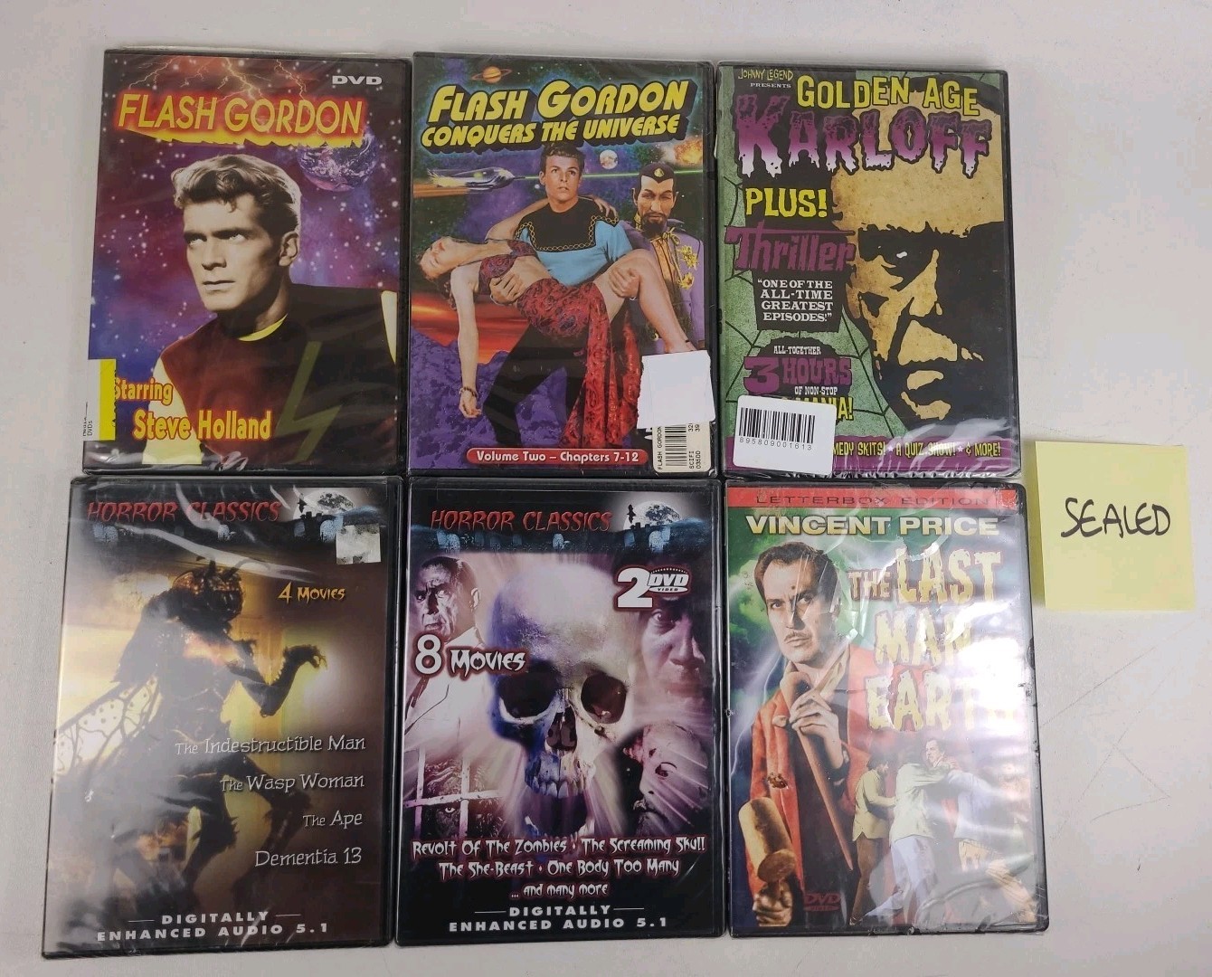 Lot 14 Vtg Sci-Fi Horror B Movie Cult DVDs Flash Gordon Vincent Price Carloff