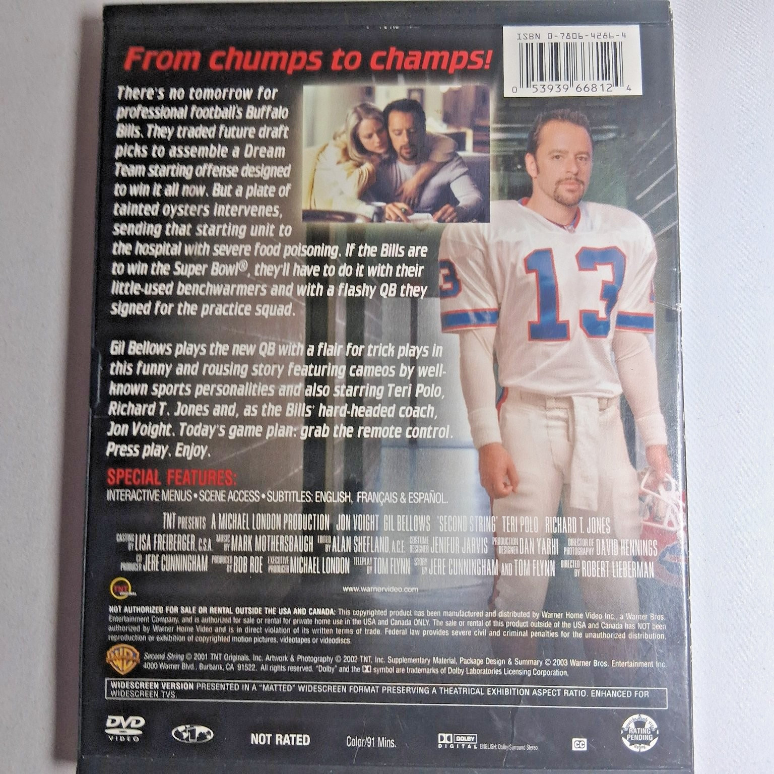 SECOND STRING DVD 2002 Jon Voight Gil Bellows Teri Polo Football Drama