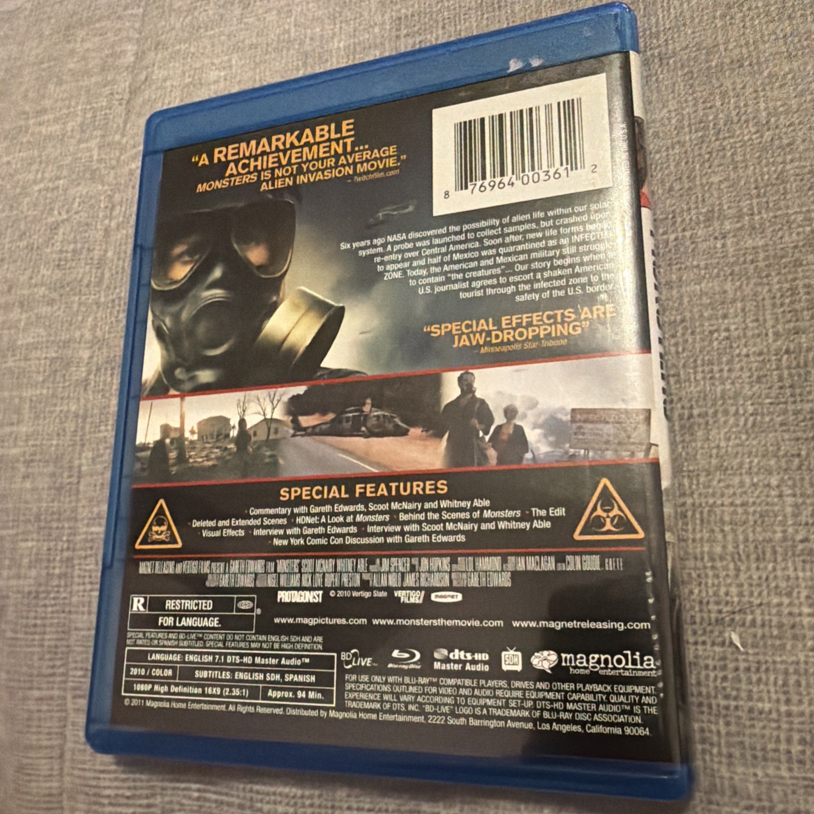 Monsters (Blu-ray, 2010) Gareth Edwards Special Edition Magnet Whitney Able