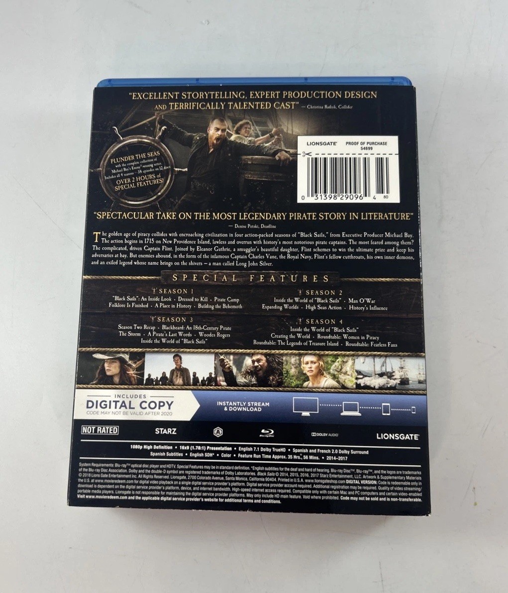 Black Sails the Complete Collection Blu-Ray 12-Disc w/ Slipcover Starz