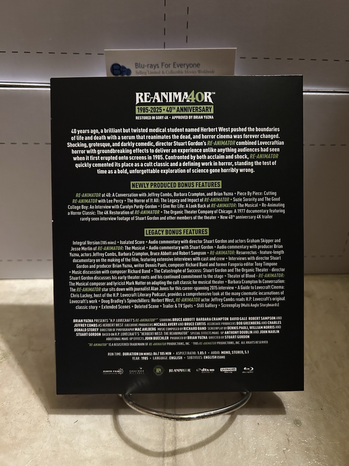 Re-Animator 4K Standard Edition UHD Blu-ray [1985] Slip Sleeve Cover – ShpNxtDay