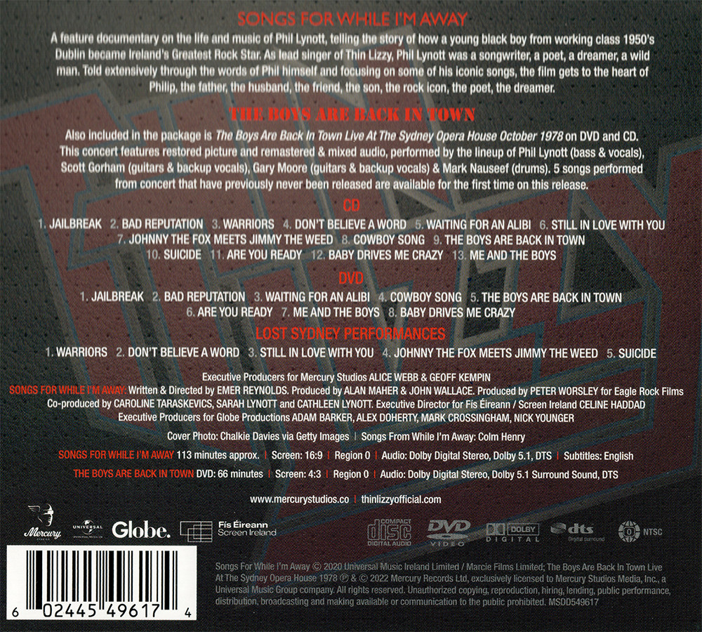 Thin Lizzy ~ Songs For While I’m Away • 2DVD + CD • 2022 Mercury Studios ••NEW••