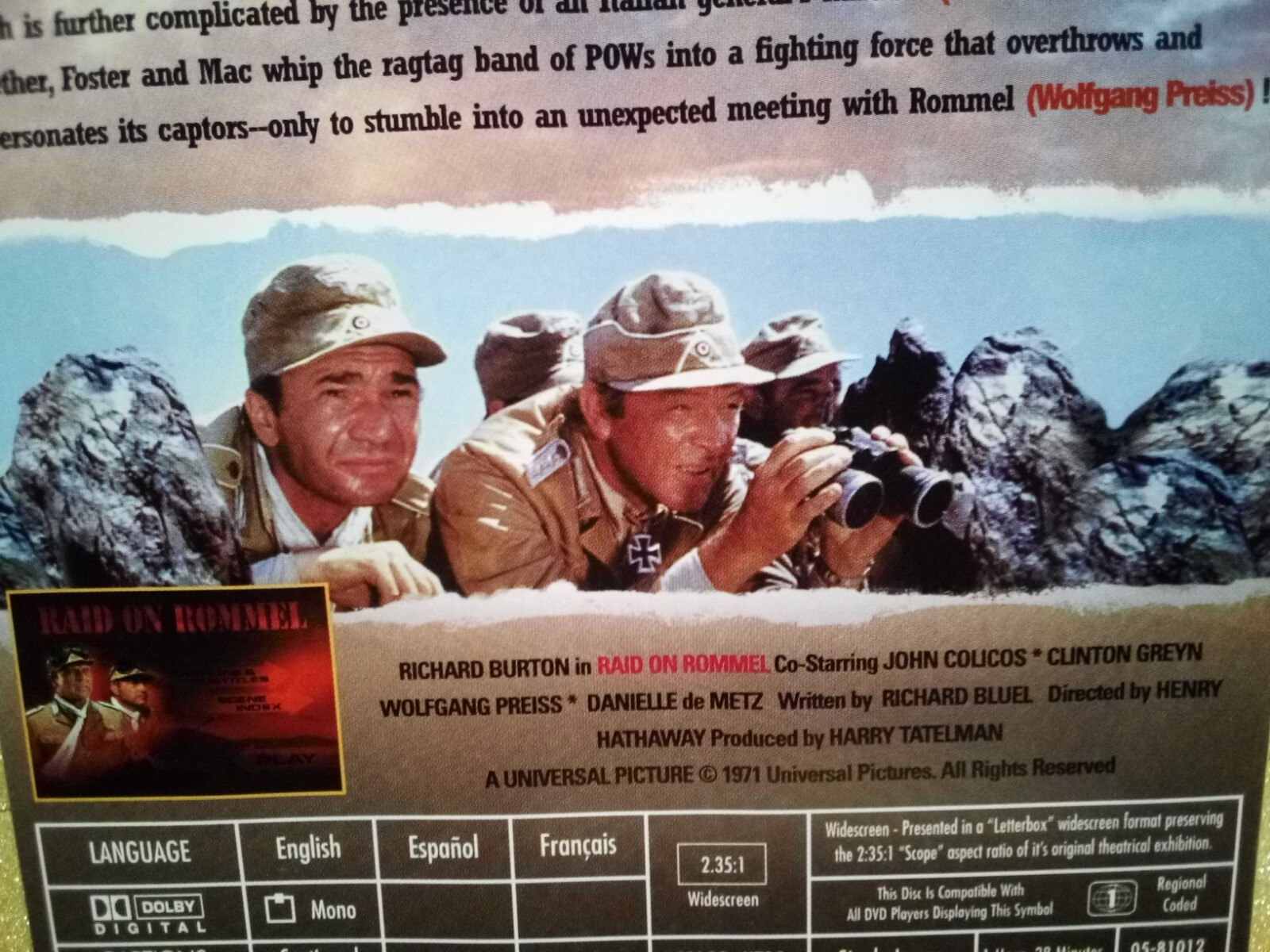 (1-710) “RAID ON ROMMEL” DVD / PRE-WATCHED / WIDESCREEN / 1971 / RICHARD BURTON