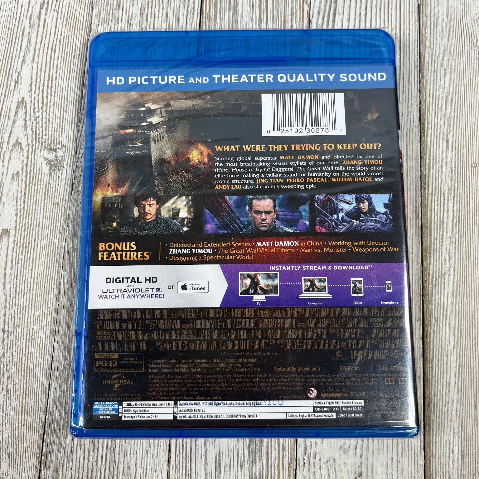 The Great Wall Blu-ray DVD Digital HD (2017) Matt Damon, Zhang Yimou Action