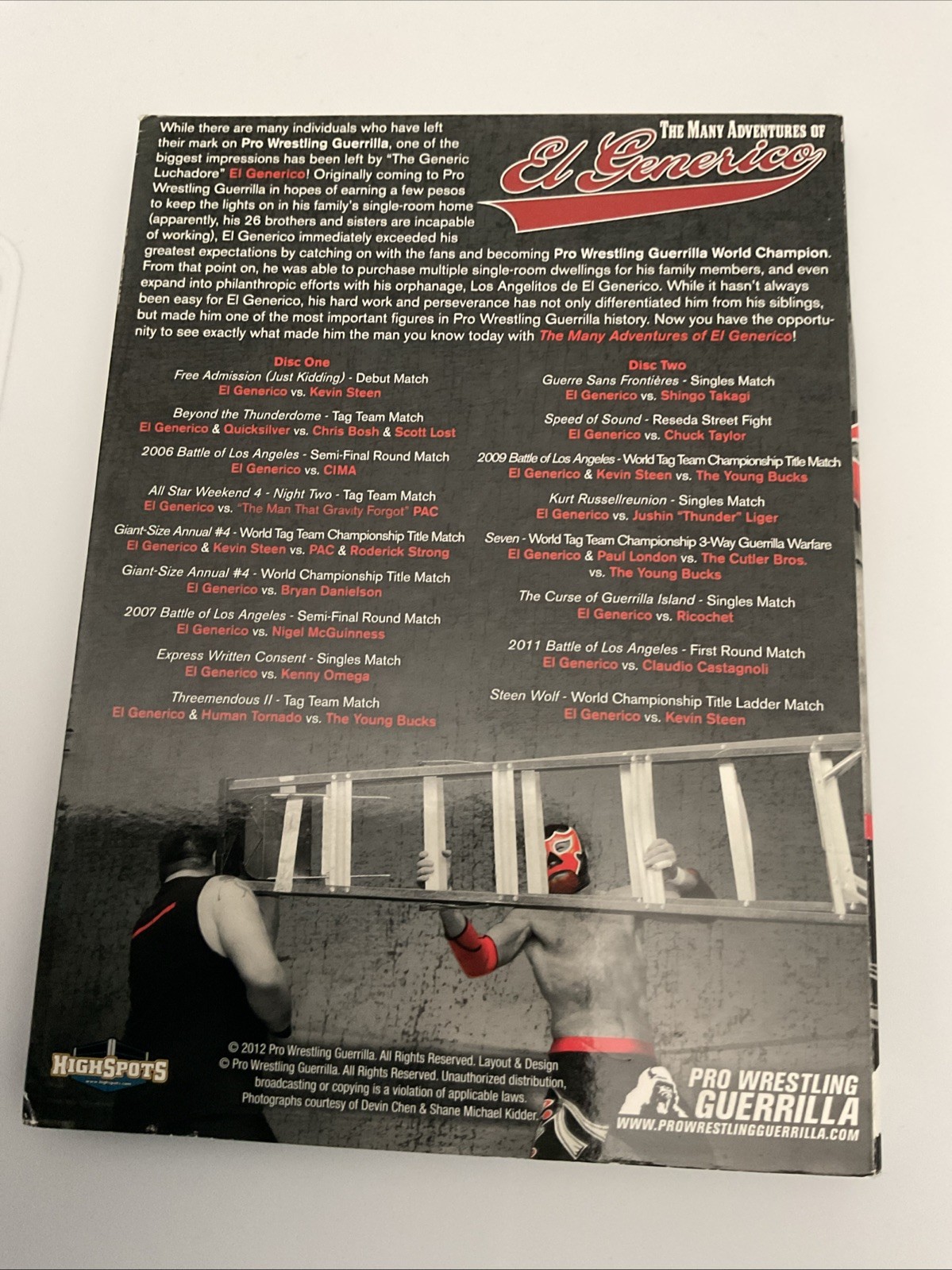 The Many Adventures Of El Generico PWG 2 Disc Set DVD Sami Zayn WWE OOP