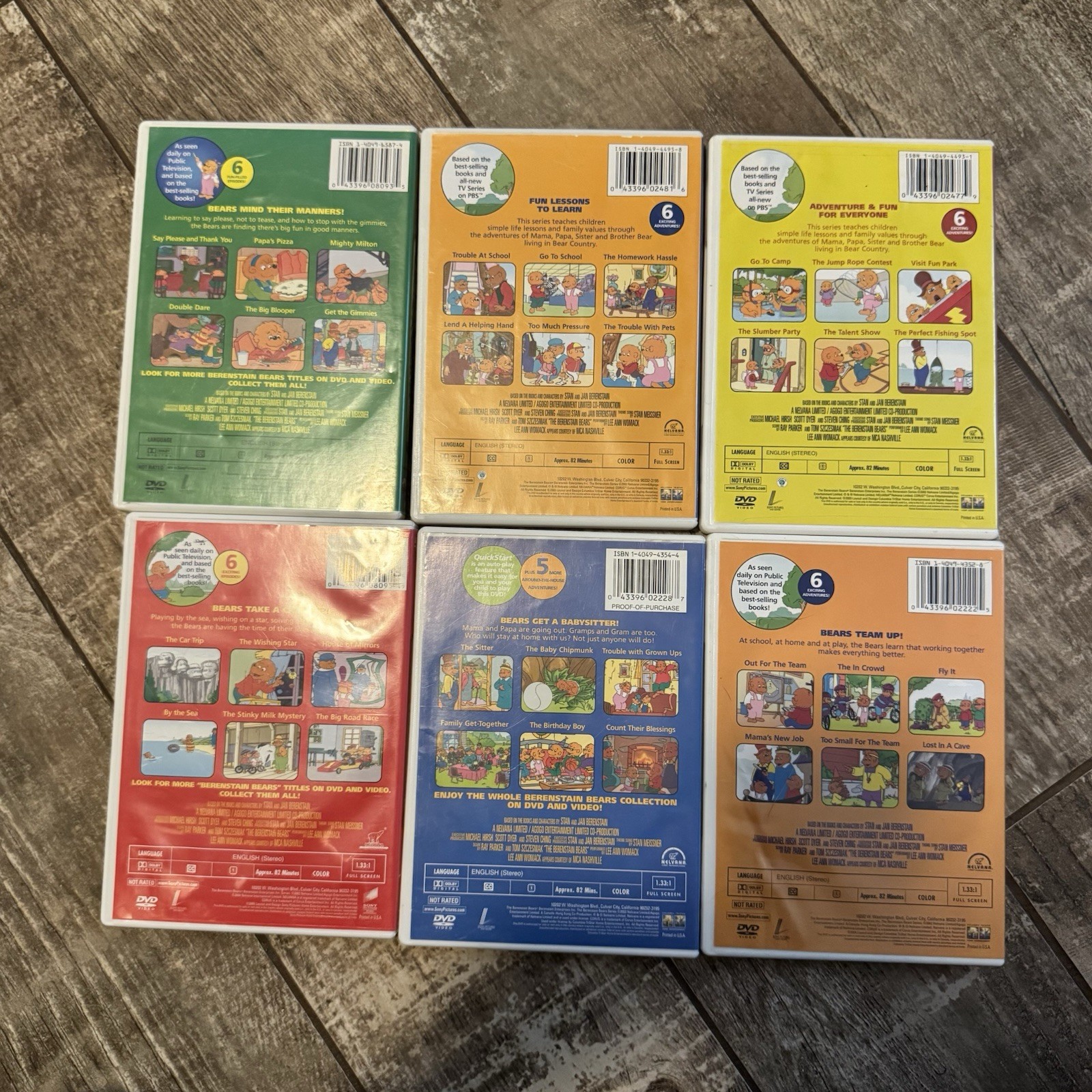 Berenstain Bears DVD Lot of 6 Kids Family Cartoon PBS Children’s Episodes