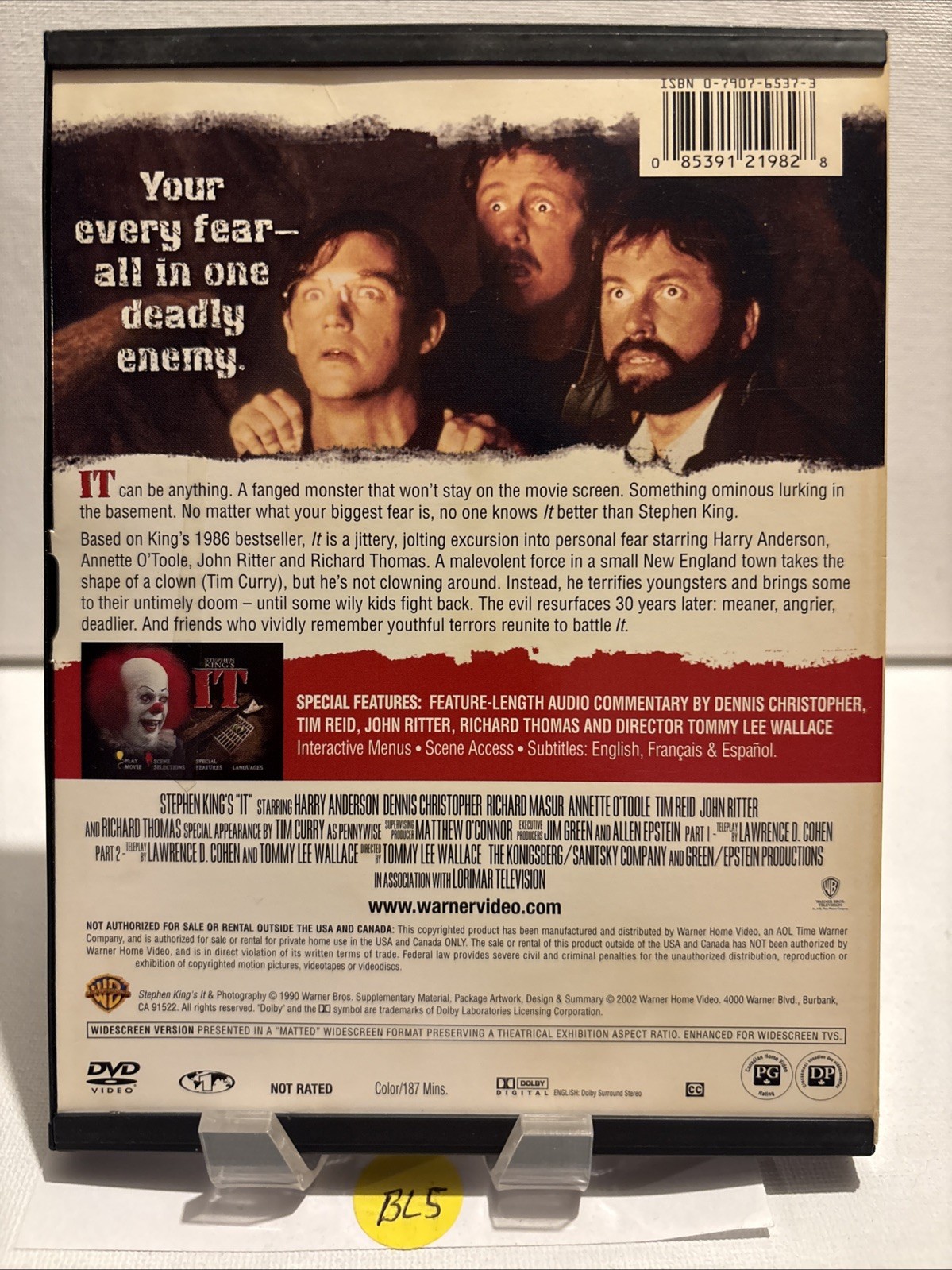 Stephen King’s It DVD Horror Mini Series Tim Curry Clown Classic. BL5