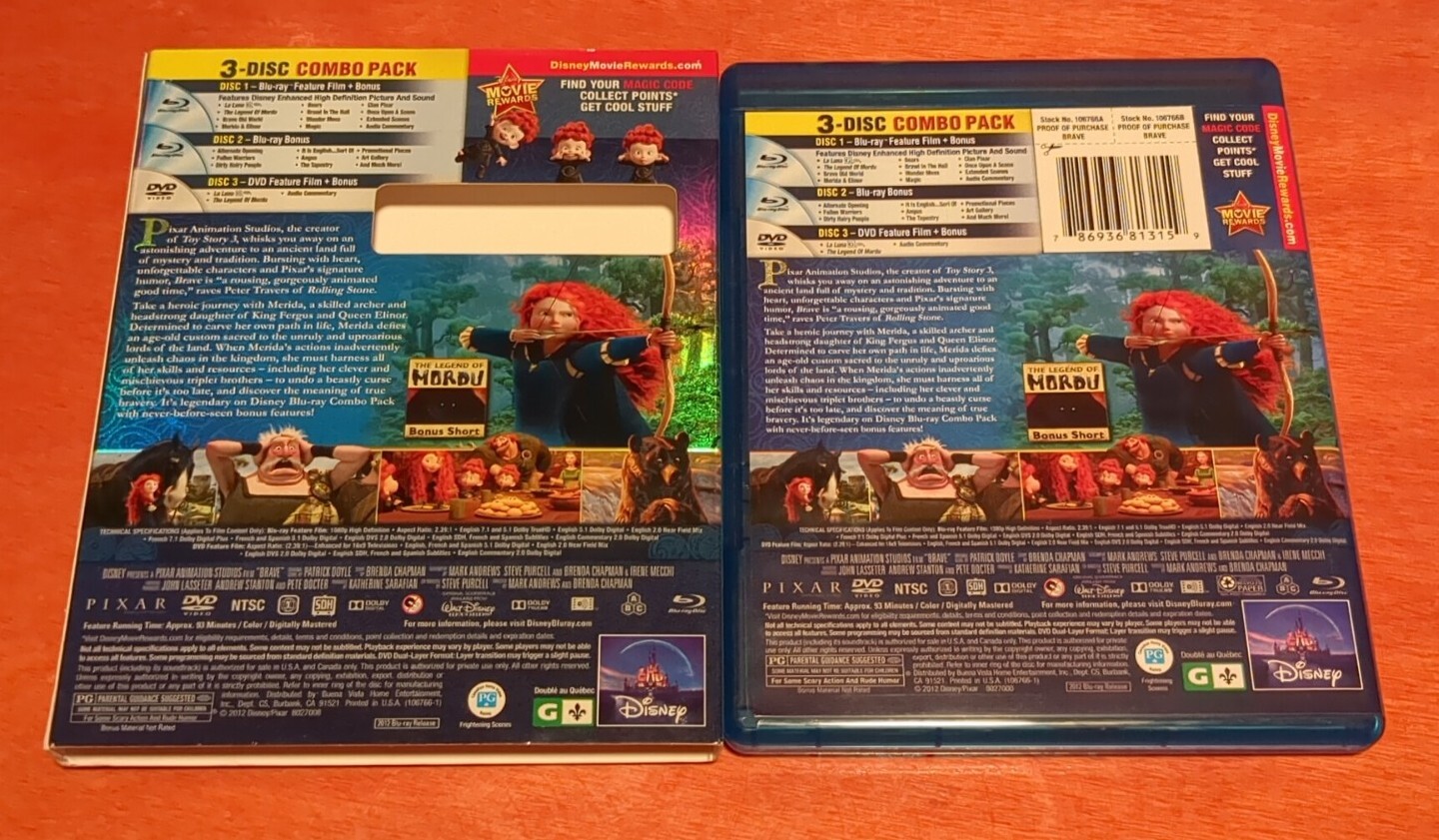 Brave blu-ray John Lasseter Andrew Stanton Pete Docter Kelly Macdonald