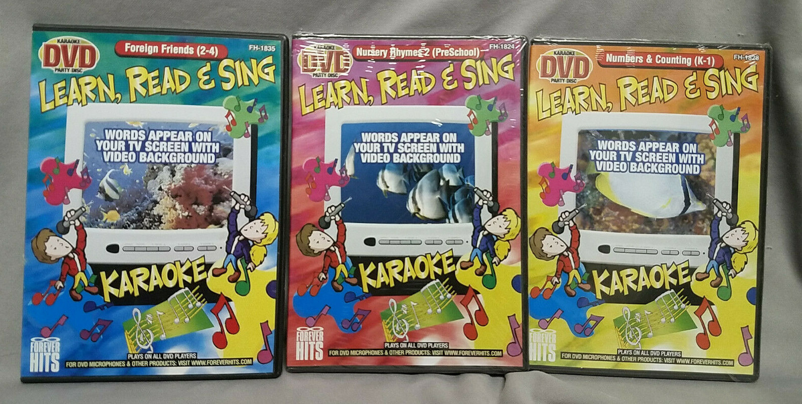7 Learn Read and Sing Karaoke PreSchool and K-1 DVDs 5 Sealed 2 Used