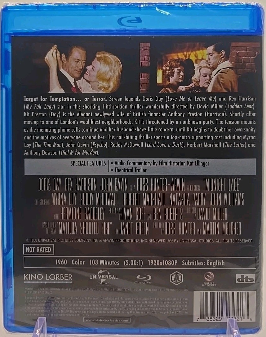 Midnight Lace (Blu-ray, 1960) Kino Lorber ~ Doris Day ~ 60s Thriller ~ NEW!