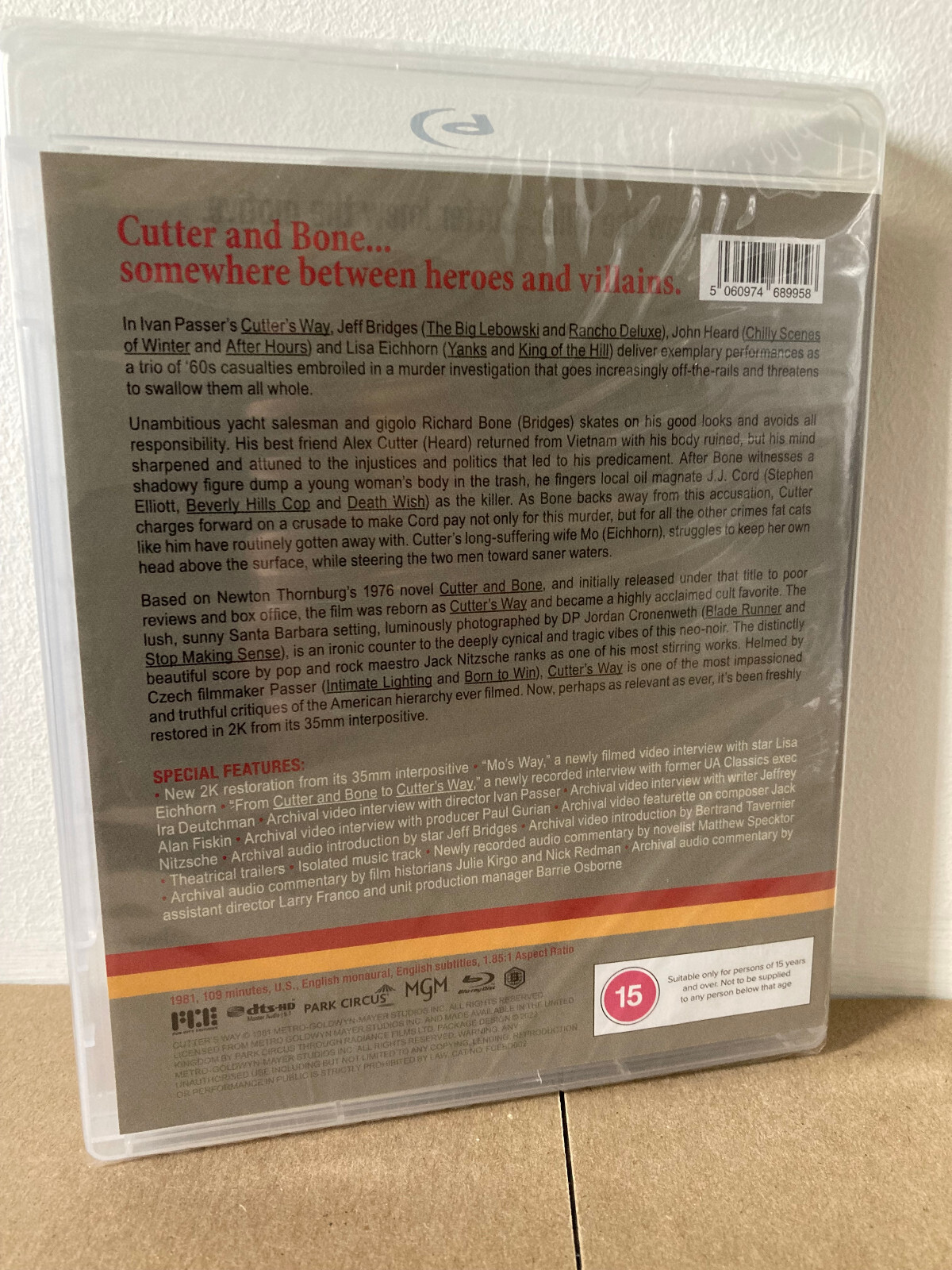 CUTTER’S WAY – 2K-Restored Standard Ed (Non-USA REGION B Blu) Radiance PLS READ