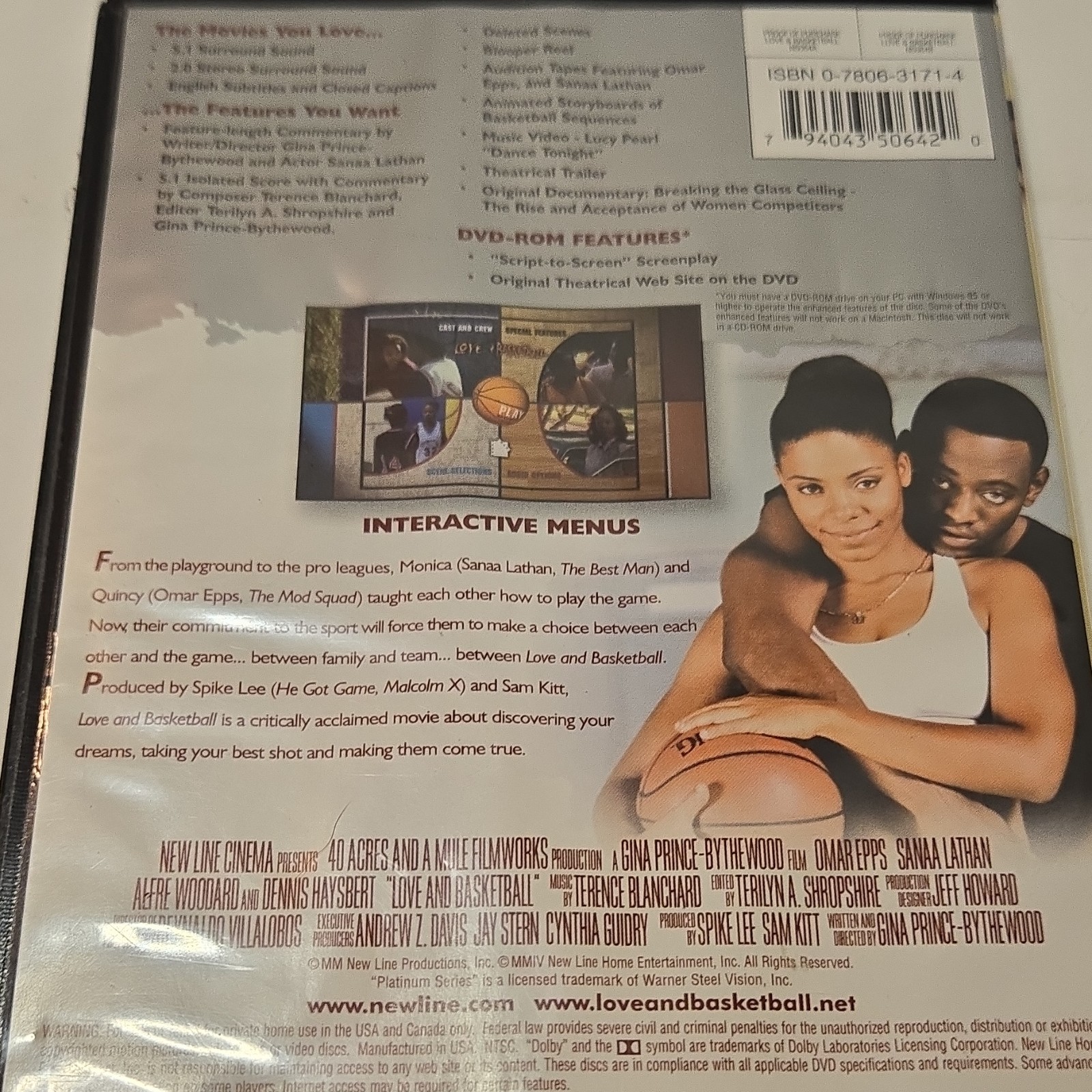 New Line Home Video Love & Basketball Platinum Edition DVD Widescreen Region 1