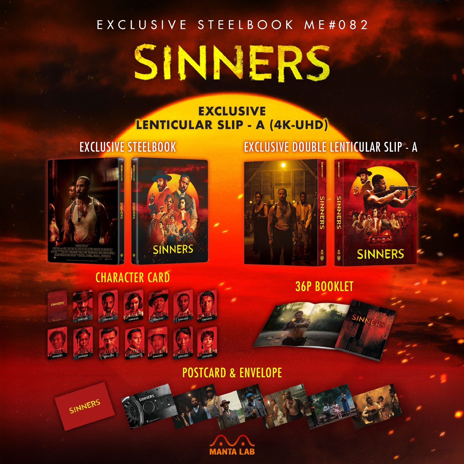 SINNERS 4K UHD Blu-ray Steelbook Manta Lab Exclusive 1-CLICK BOX SET Lenticular!