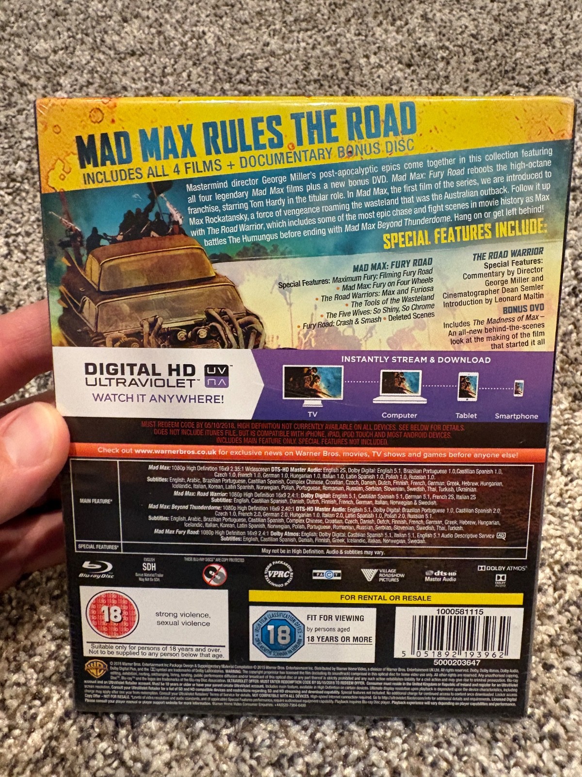 Mad Max Anthology 4 Film Collection Blu-Ray Set BRAND NEW (USA Compatible)