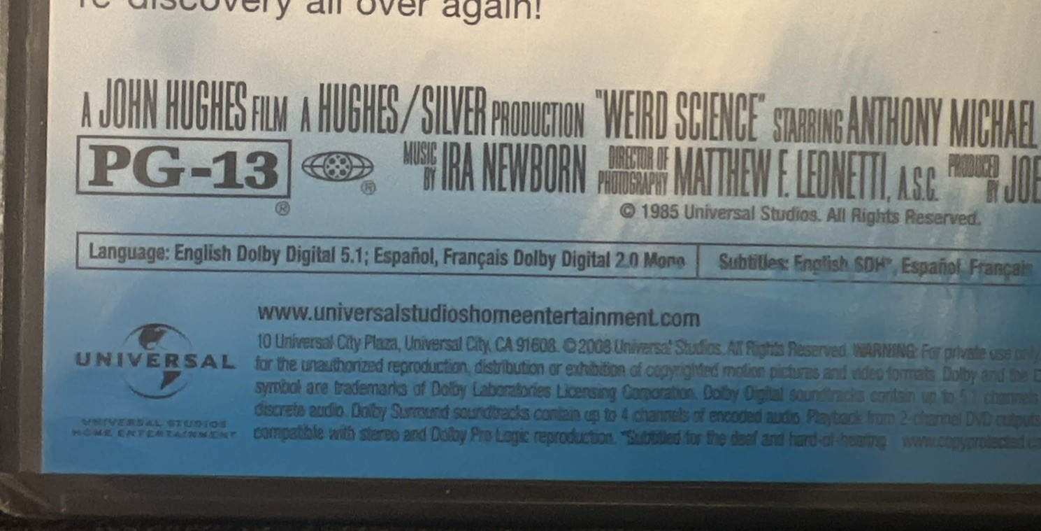 John Hughes ‘Weird Science’ (1985 ~ Flashback Edition NEW) Anthony Michael Hall