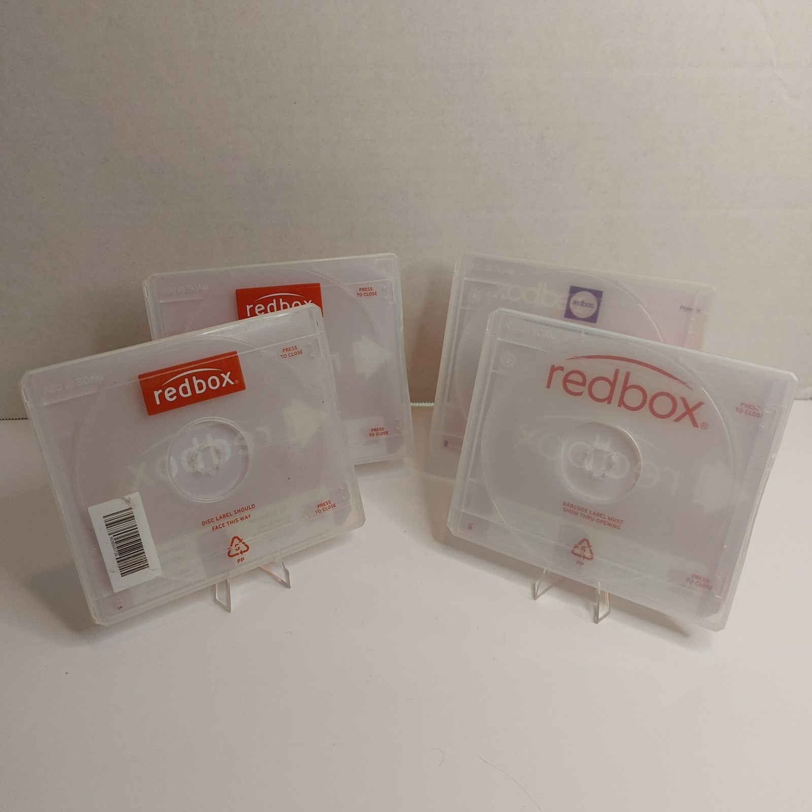 Lot of 4 Genuine Redbox Empty DVD Replacement Cases Clear Plastic Red Box