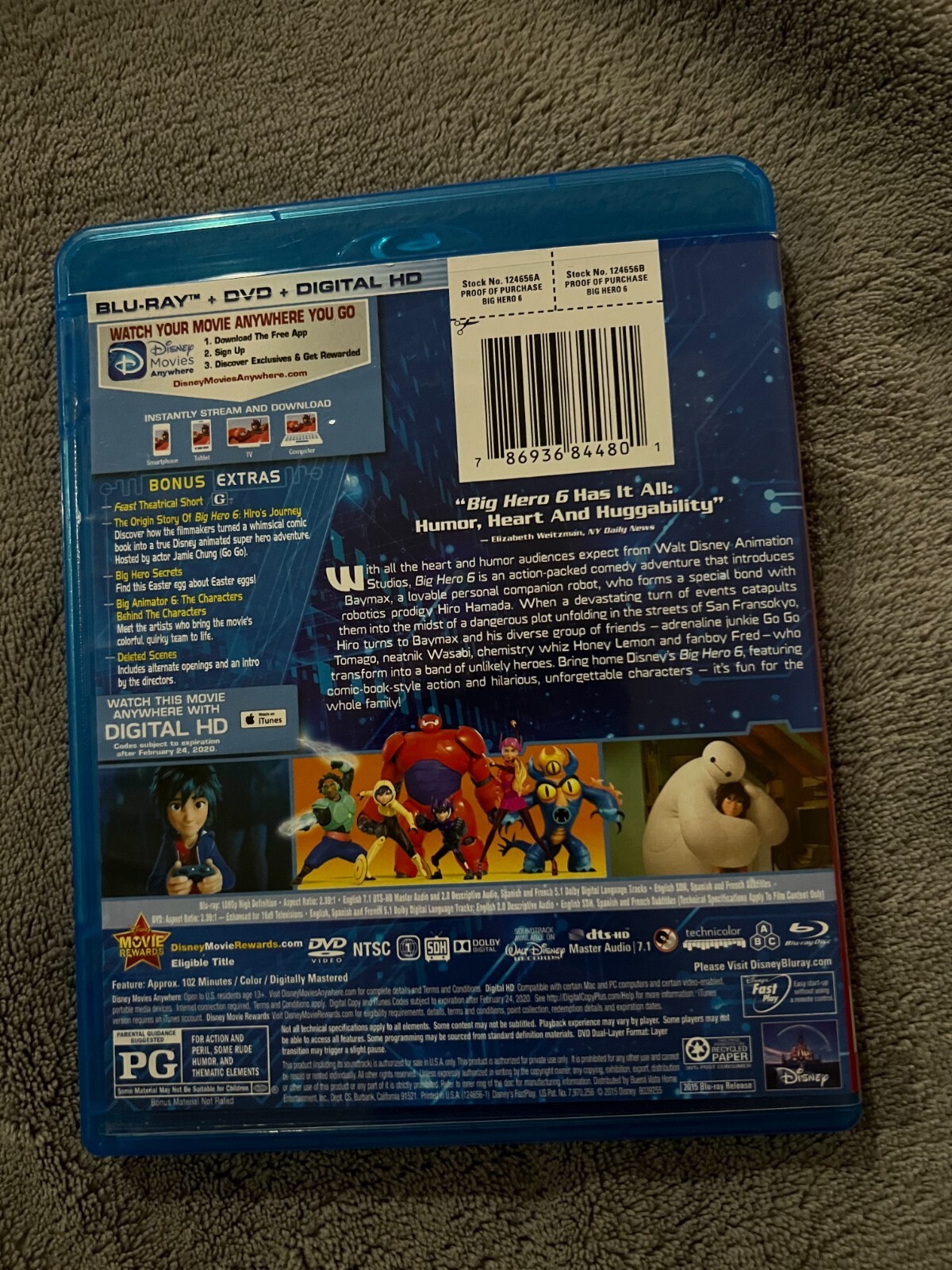 Big Hero 6 (Blu-ray, 2014) good condition 100% money back guarantee