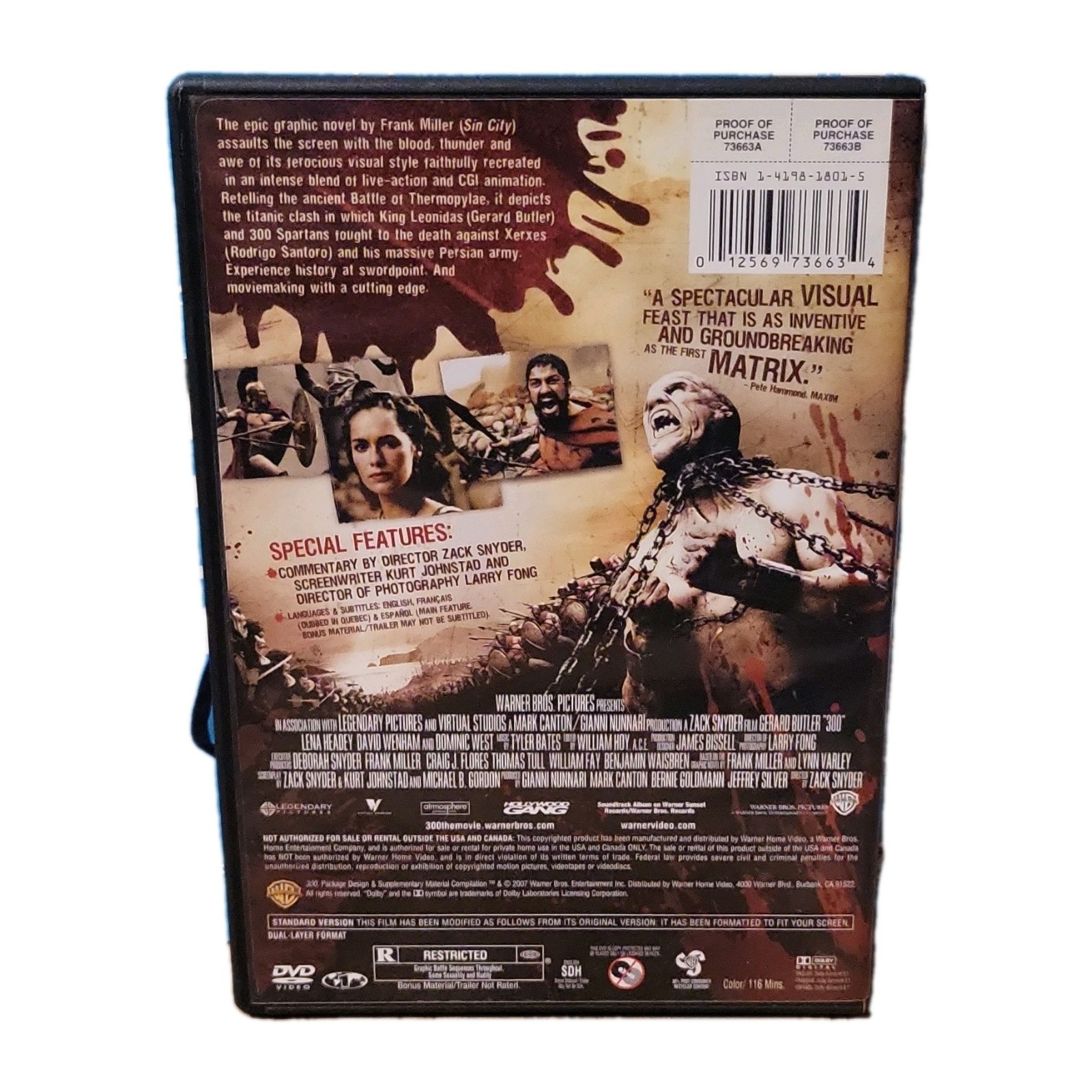 Warner Home Video 300 DVD Full Screen Standard Edition Commentary R 116 min 2007