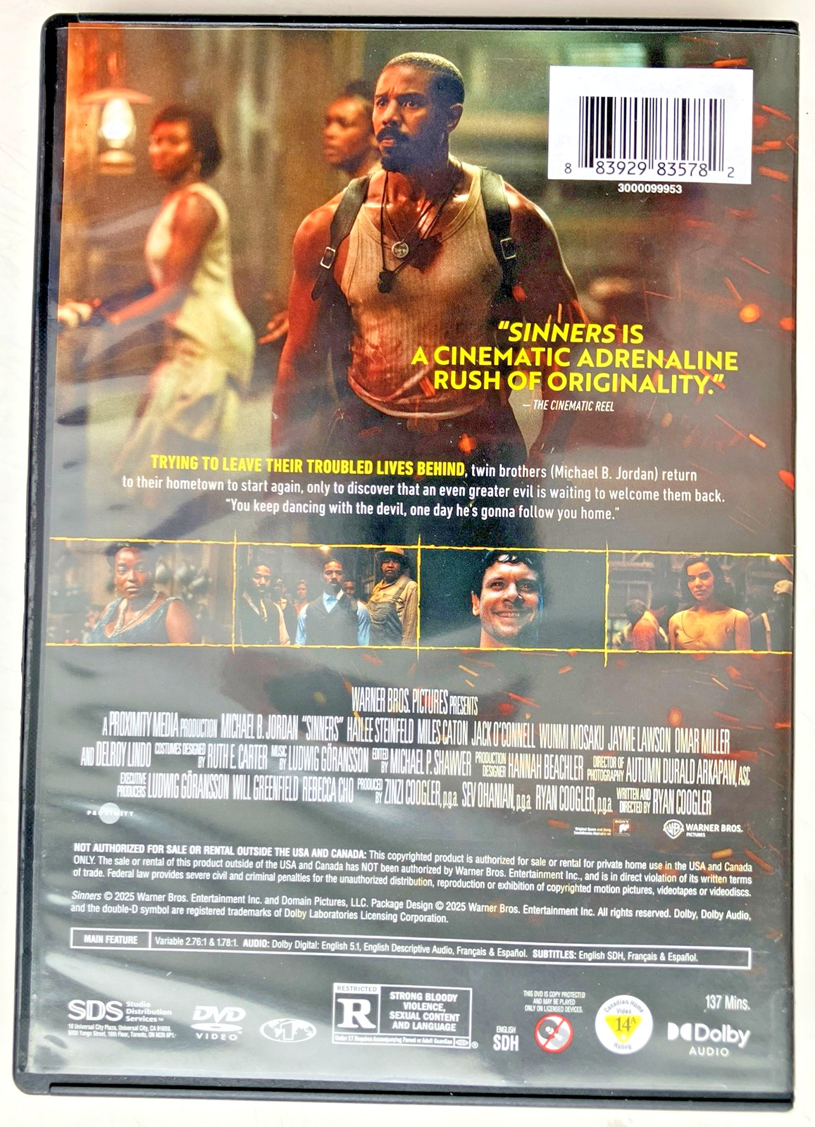 Sinners (DVD, 2025) – Very Good Condition – Michael B. Jordan, w/ Case & Artwork