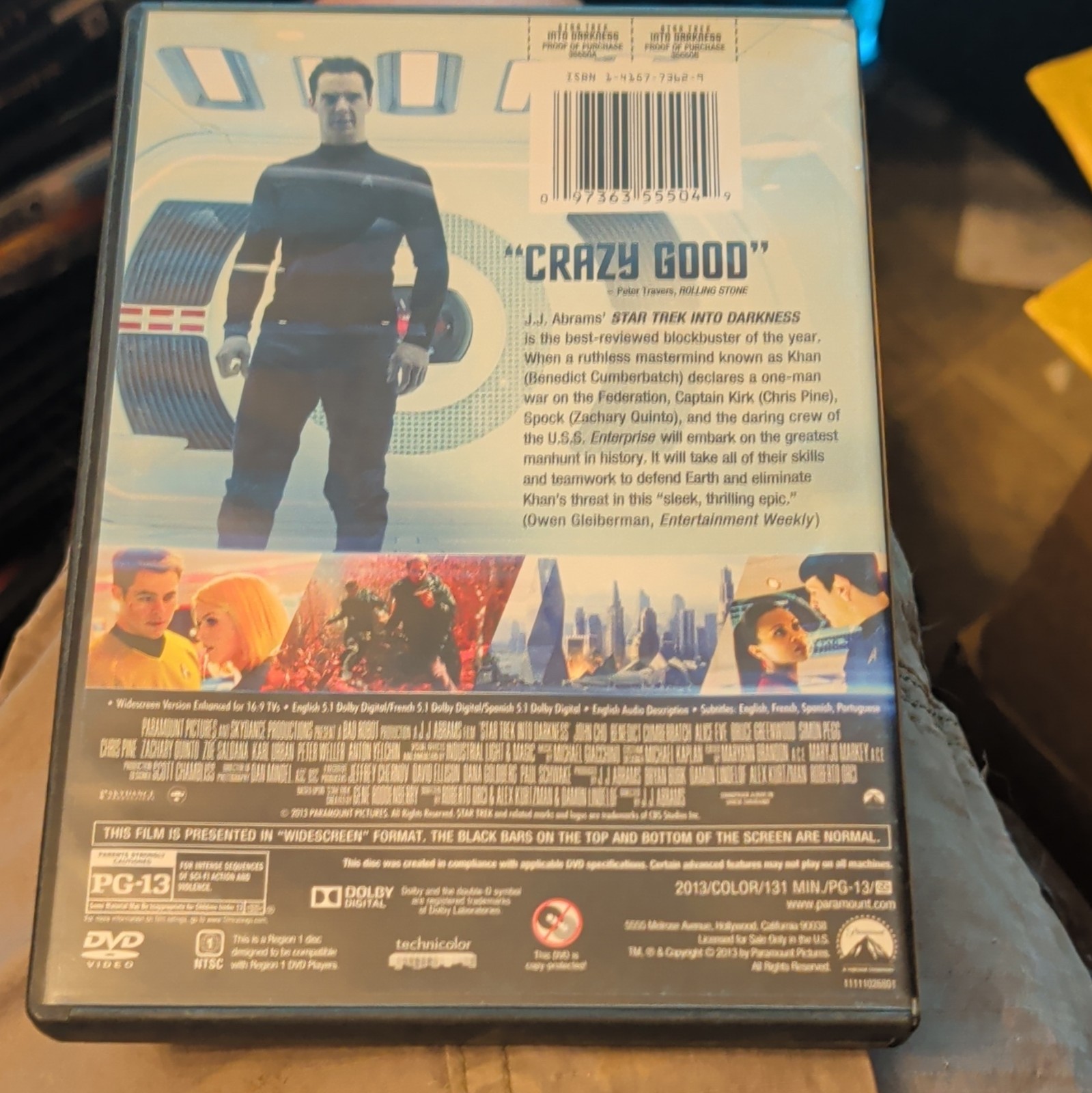 Star Trek Into Darkness DVD 2013 PG-13 Widescreen NTSC R1 131 min