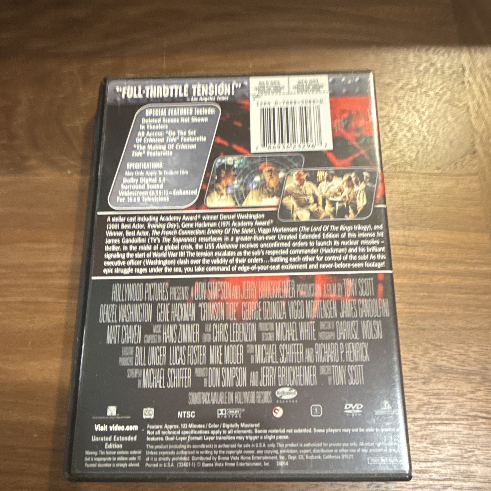 Crimson Tide DVD Unrated Extended Widescreen R Denzel Washington 113 Min