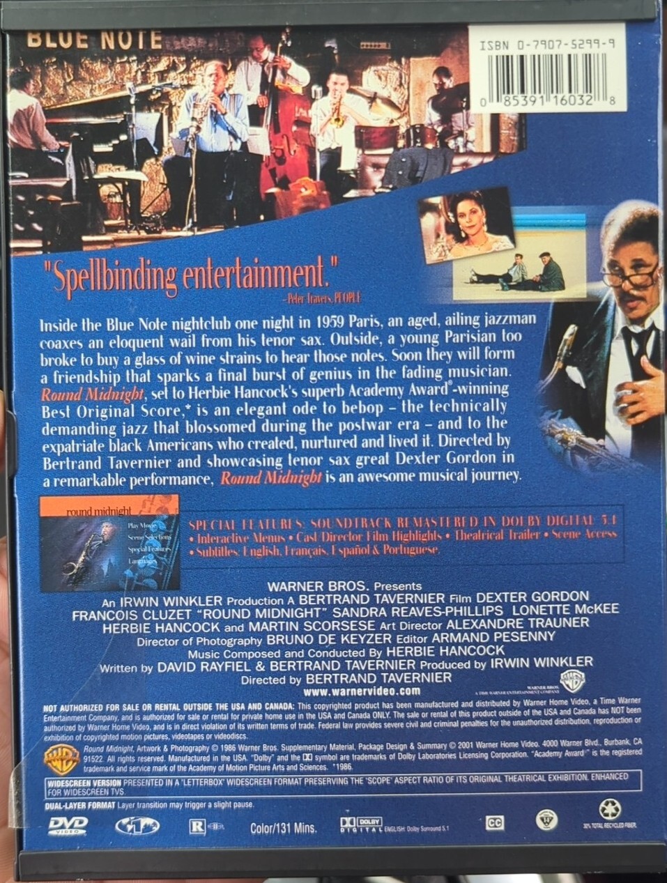 Round Midnight 1986 (2001 Warner Bros DVD Special Edit Bernard Taverner Rated R)