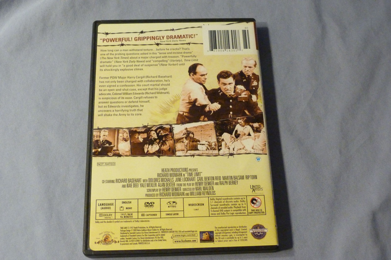 Time Limit – DVD – Widmark / Basehart – 1957 – MGM – VG