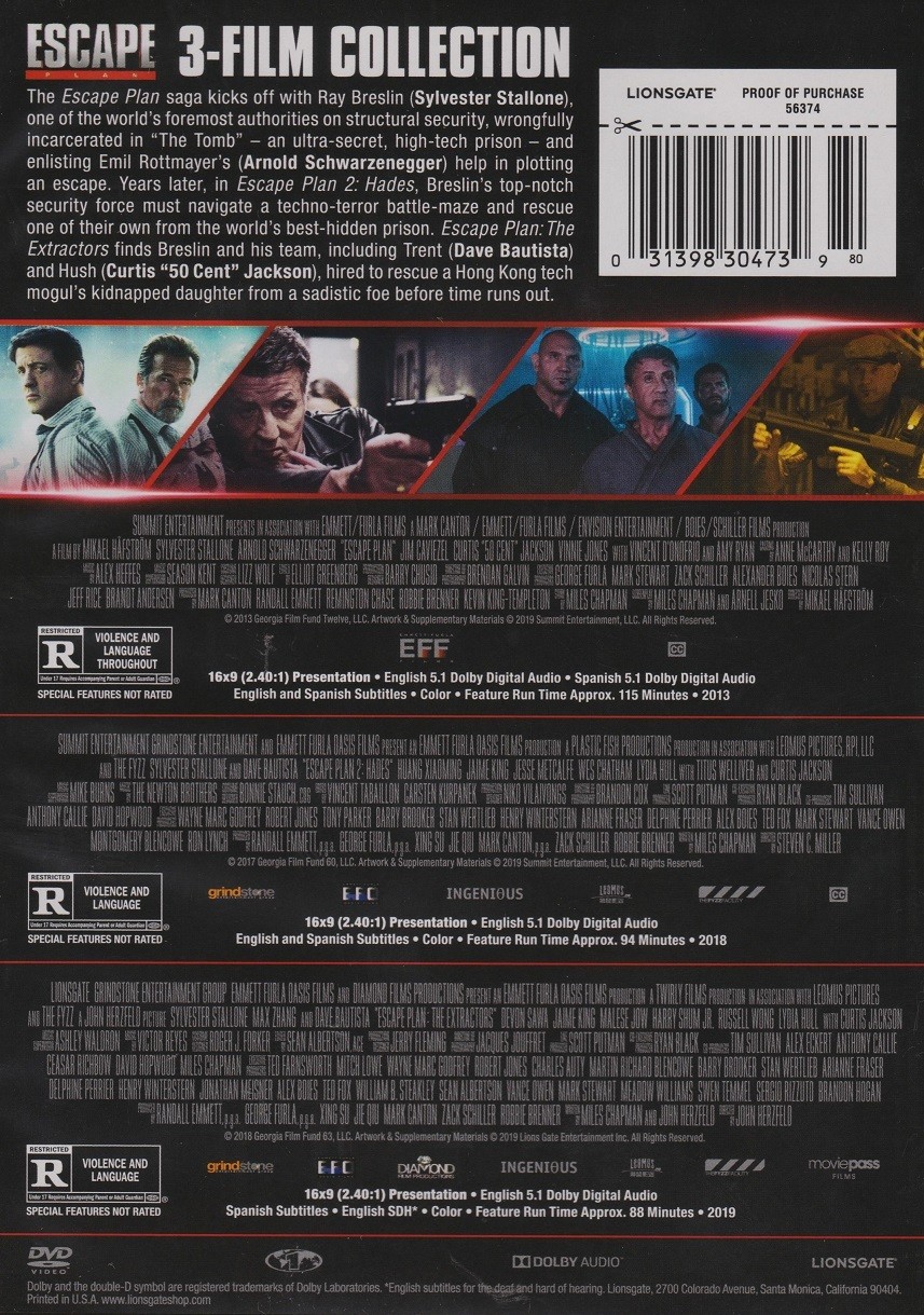 Escape Plan: 3-Film Collection (DVD) NEW