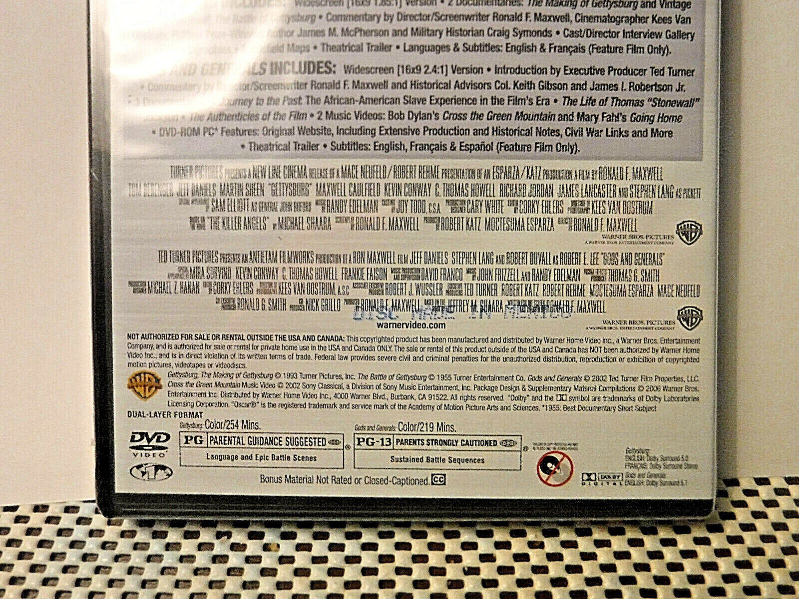 NEW/SEALED DVD SET! WAR DOUBLE FEATURE! GETTYSBURG & GODS AND GENERALS! 473+min.