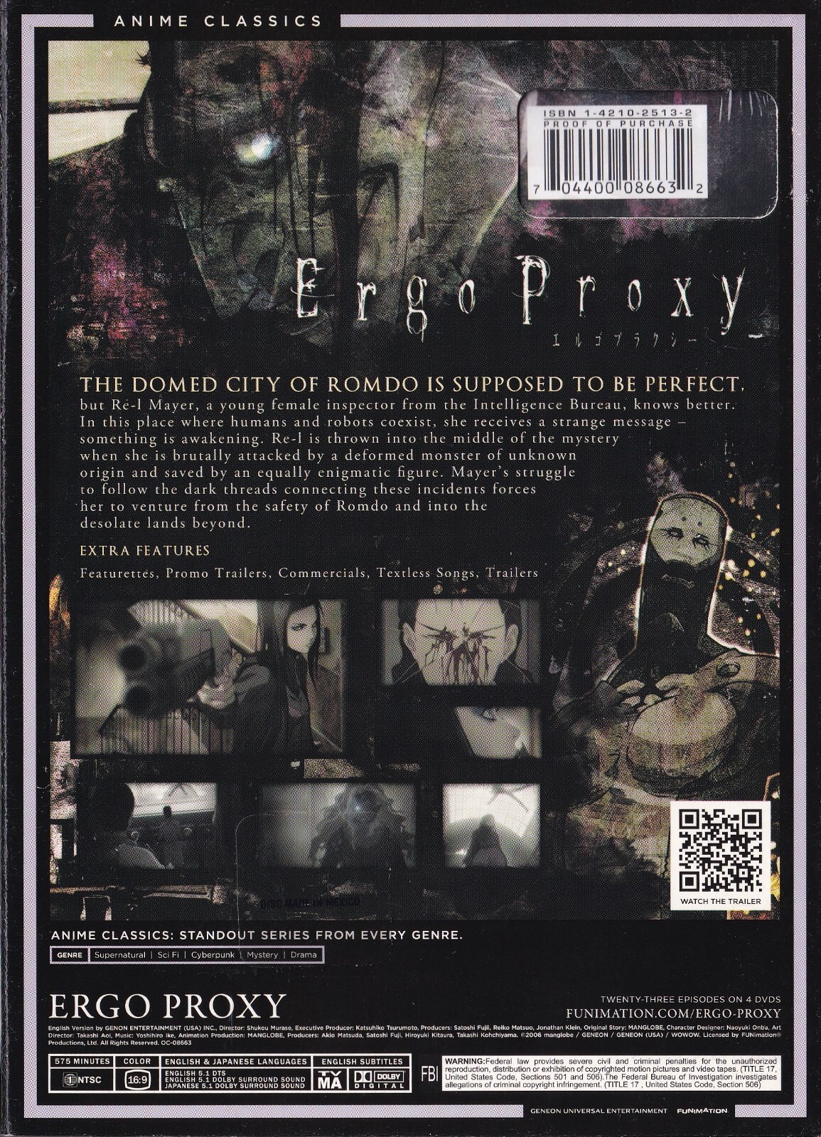 Ergo Proxy: The Complete Series – Anime Classics (DVD, 2012, 4-Disc Set)