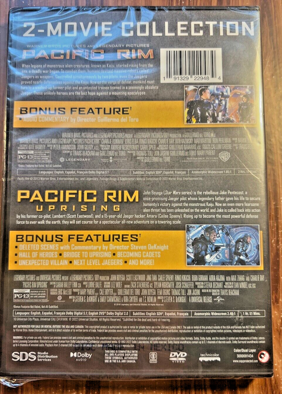 Pacific Rim 2-Movie Collection DVD 1 2 Uprising 2013 2022 Movie Set Action NEW