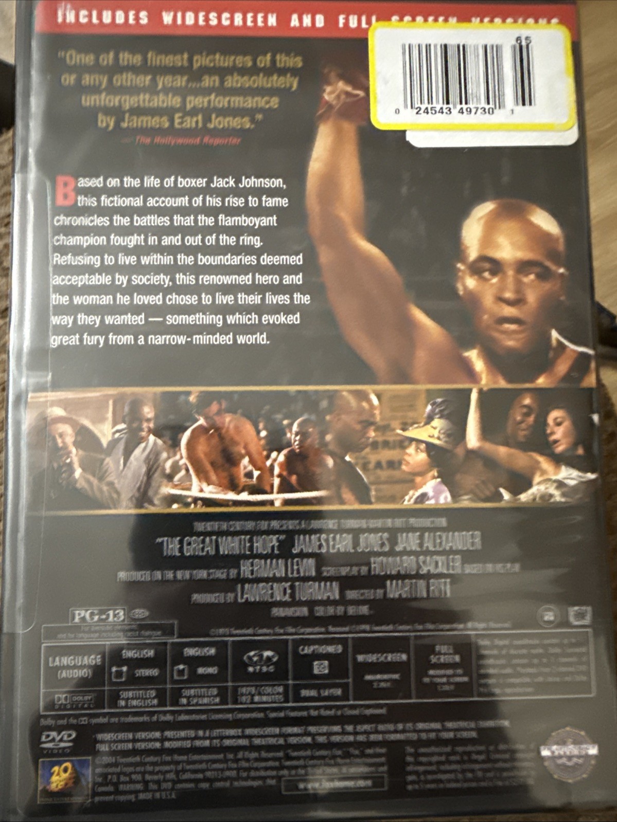 The Great White Hope (DVD, 2004) James Earl Jones Jane Alexander OOP NEW