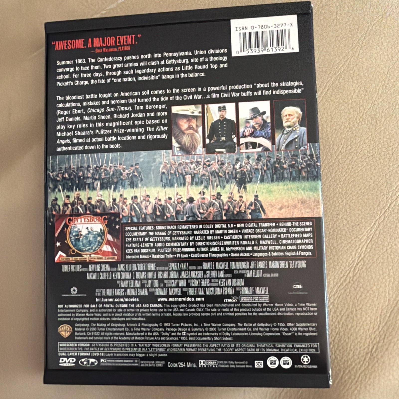 Gettysburg (DVD, 1993) Missing Plastic Wrap On Box