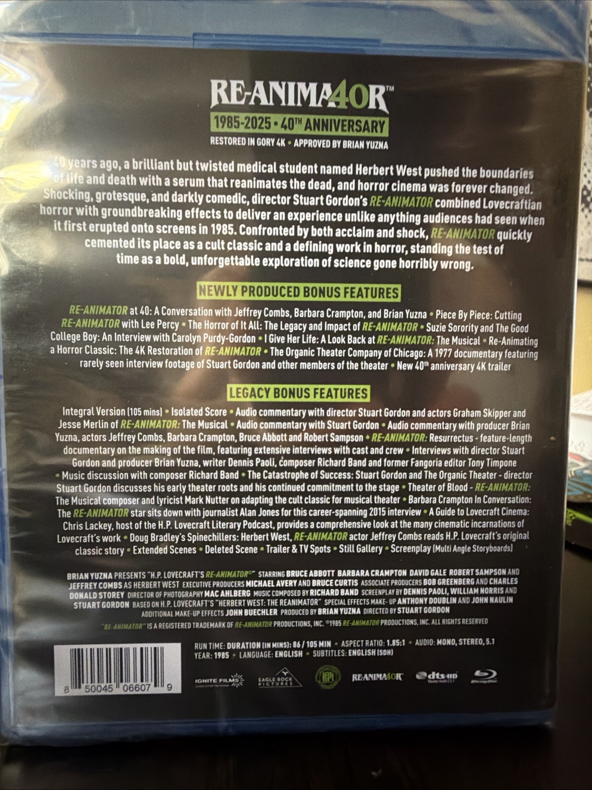 Re-Animator [New Blu-ray] Anniversary Ed, Special Ed