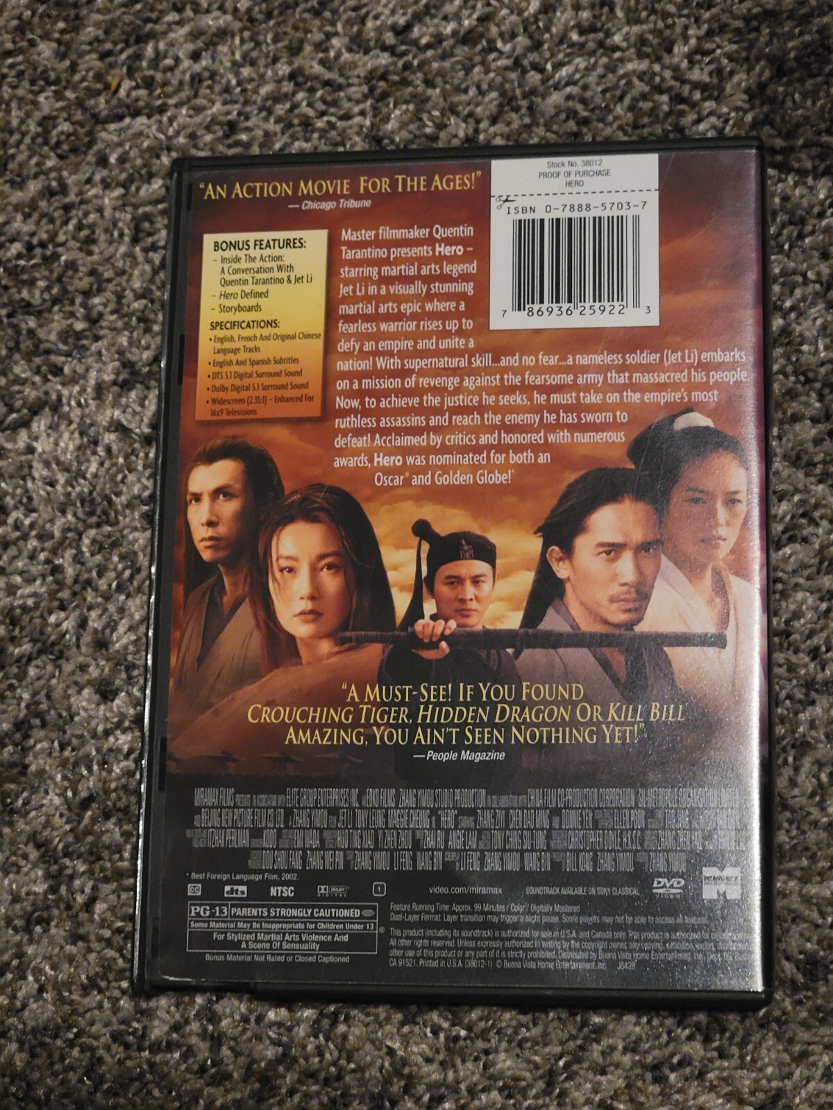 Hero Movie Jet Li DVD