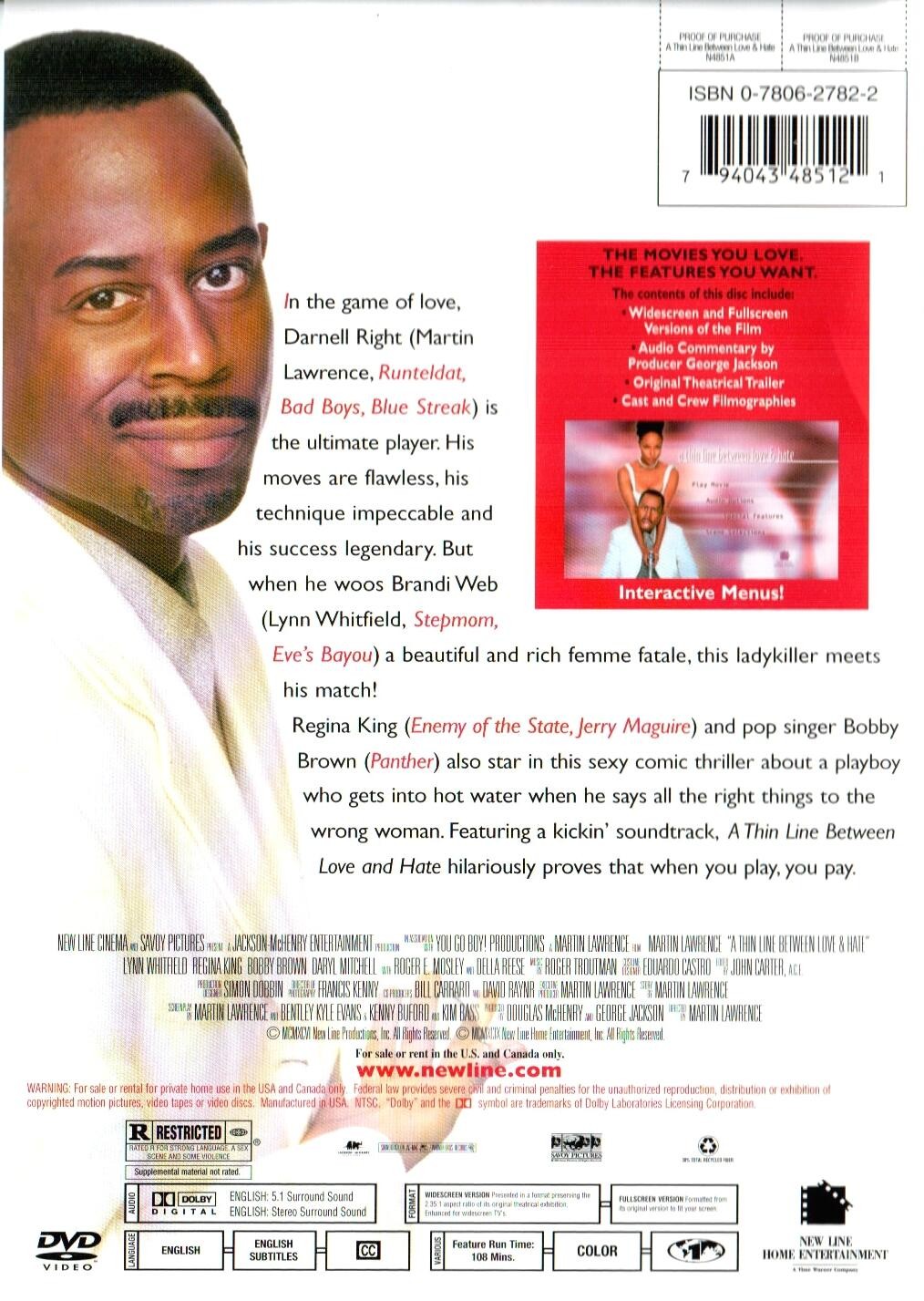 A Thin Line Between Love & Hate (DVD, 2007)