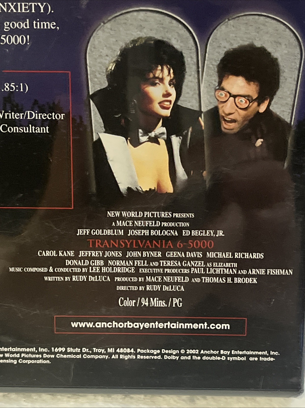 Transylvania 6-5000 DVD 2002 Anchor Bay Jeff Goldblum Geena Davis NEW SEALED OOP
