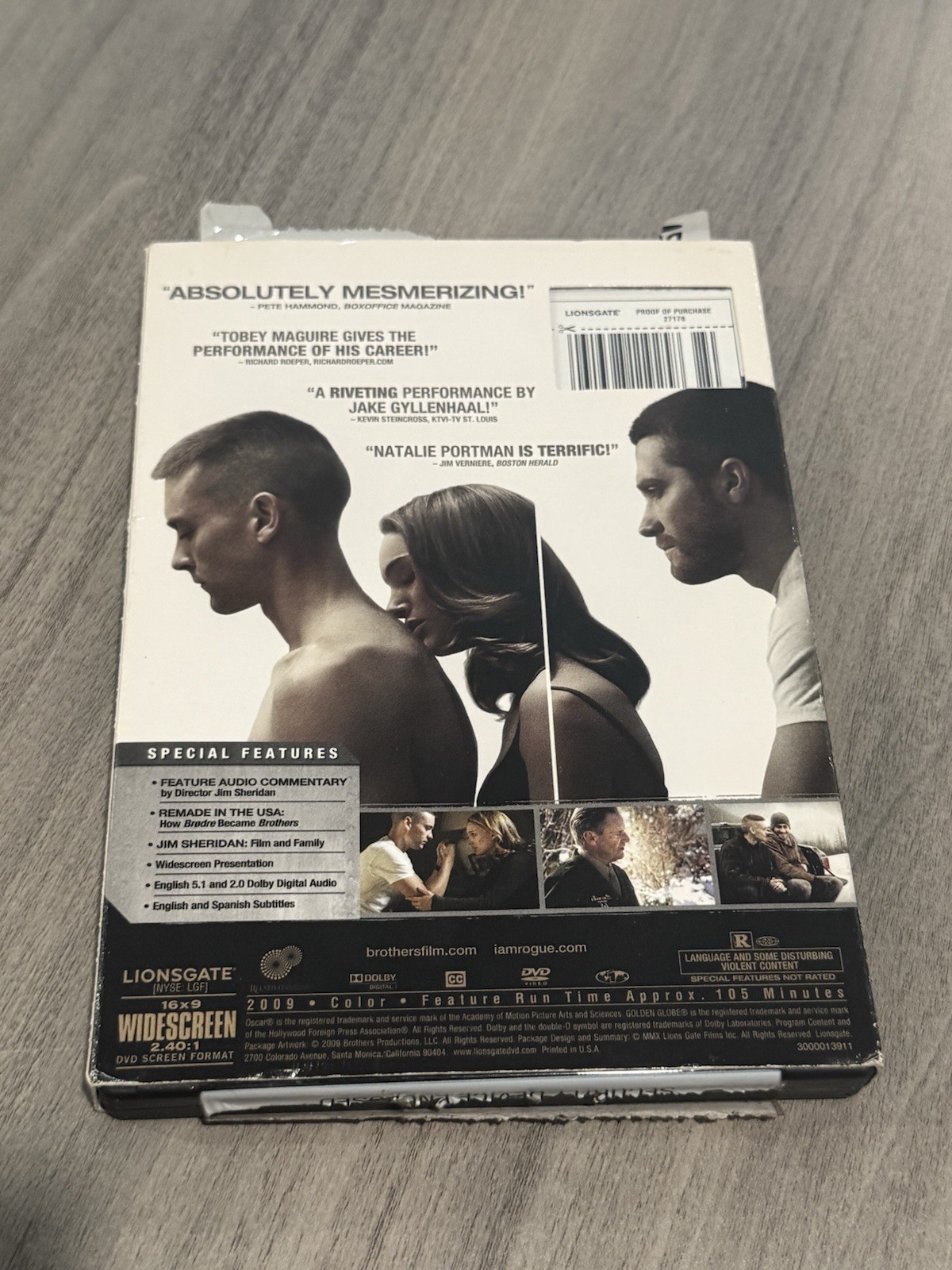 Brothers (DVD, 2009) Toney Maguire Jake Gyllenhaal Free Shipping